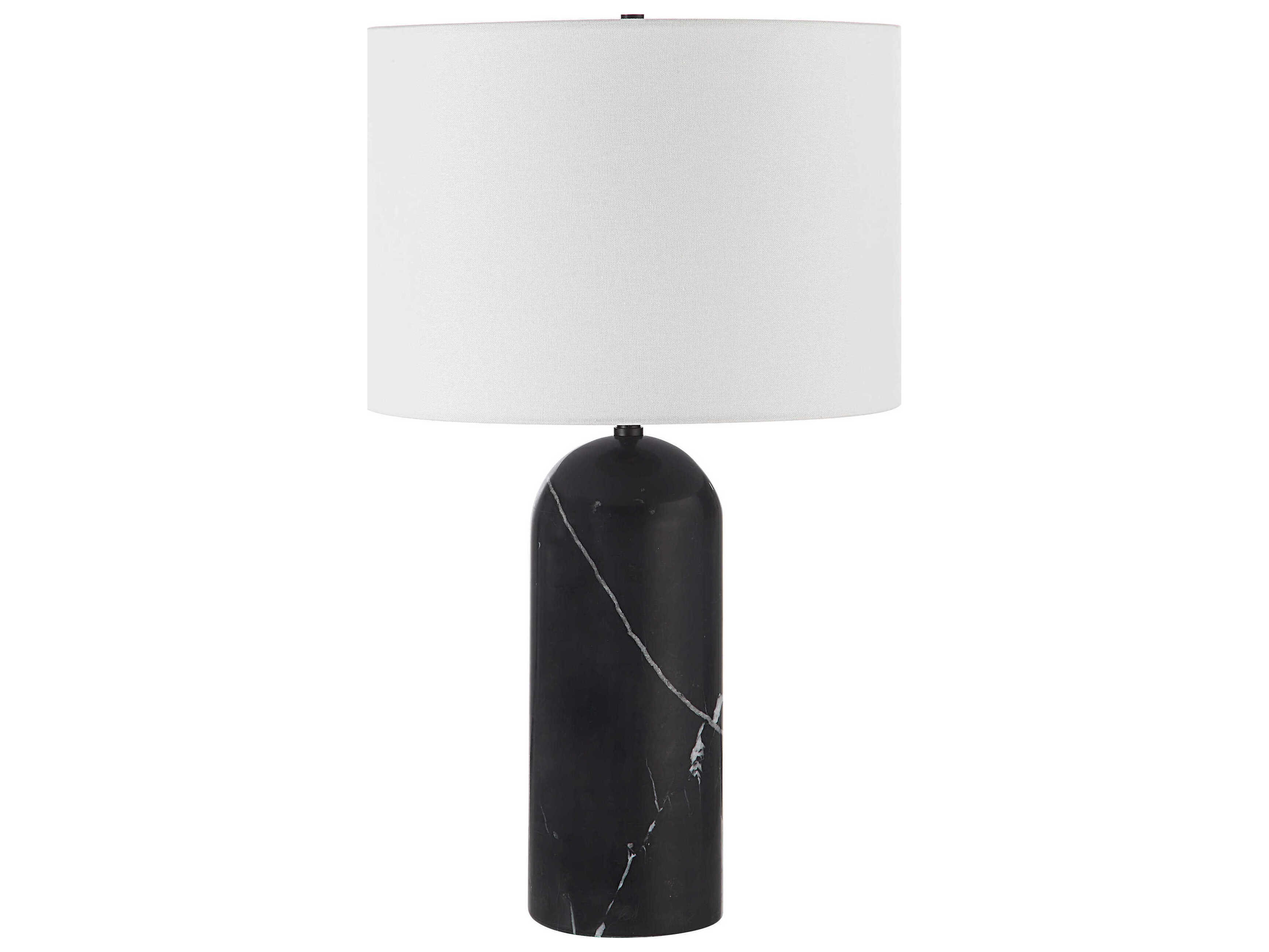 Renwil Tyne Honed Black Ivory Linen Buffet Lamp
