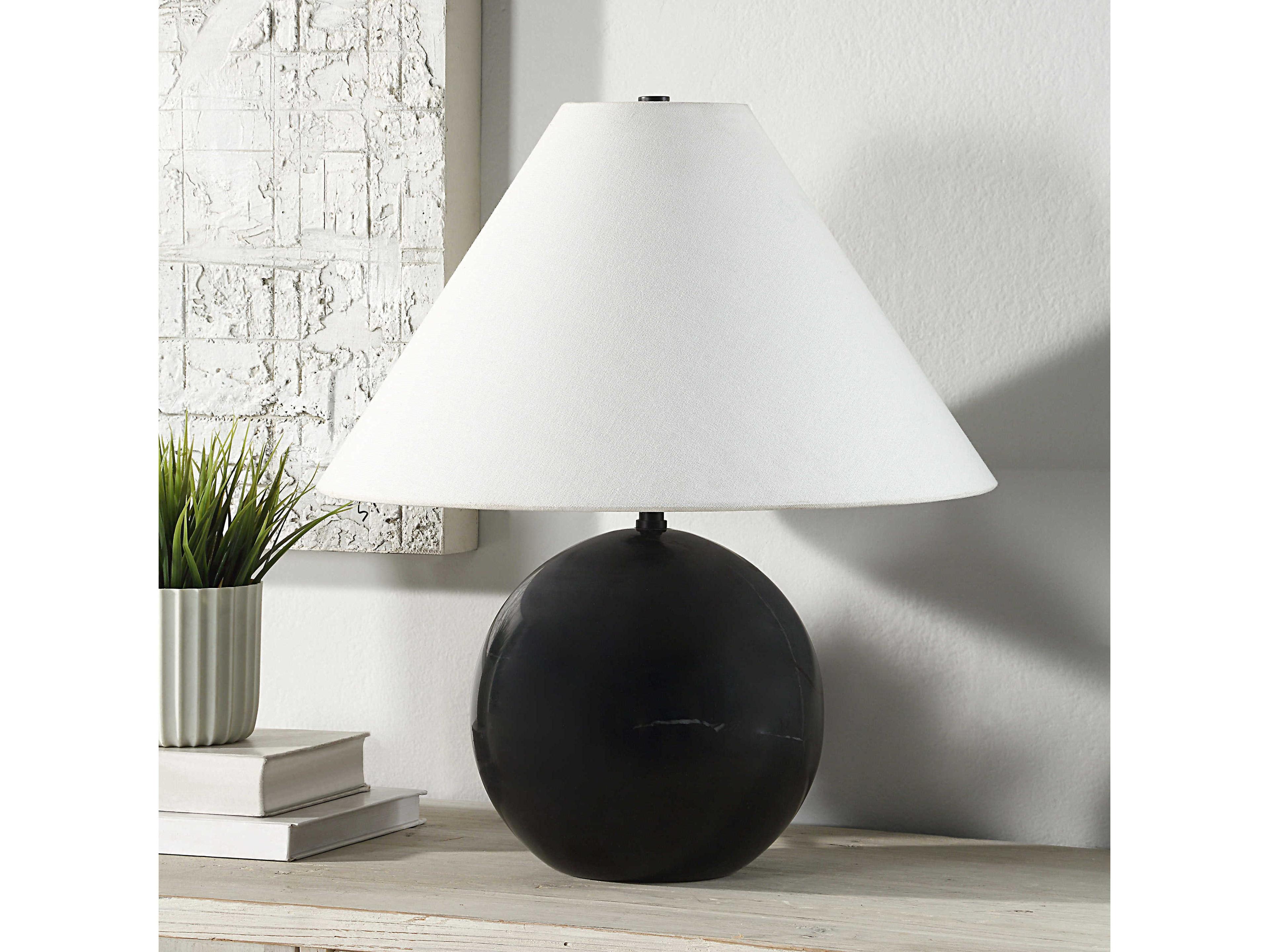 Renwil Brienne Black Ivory Linen Table Lamp
