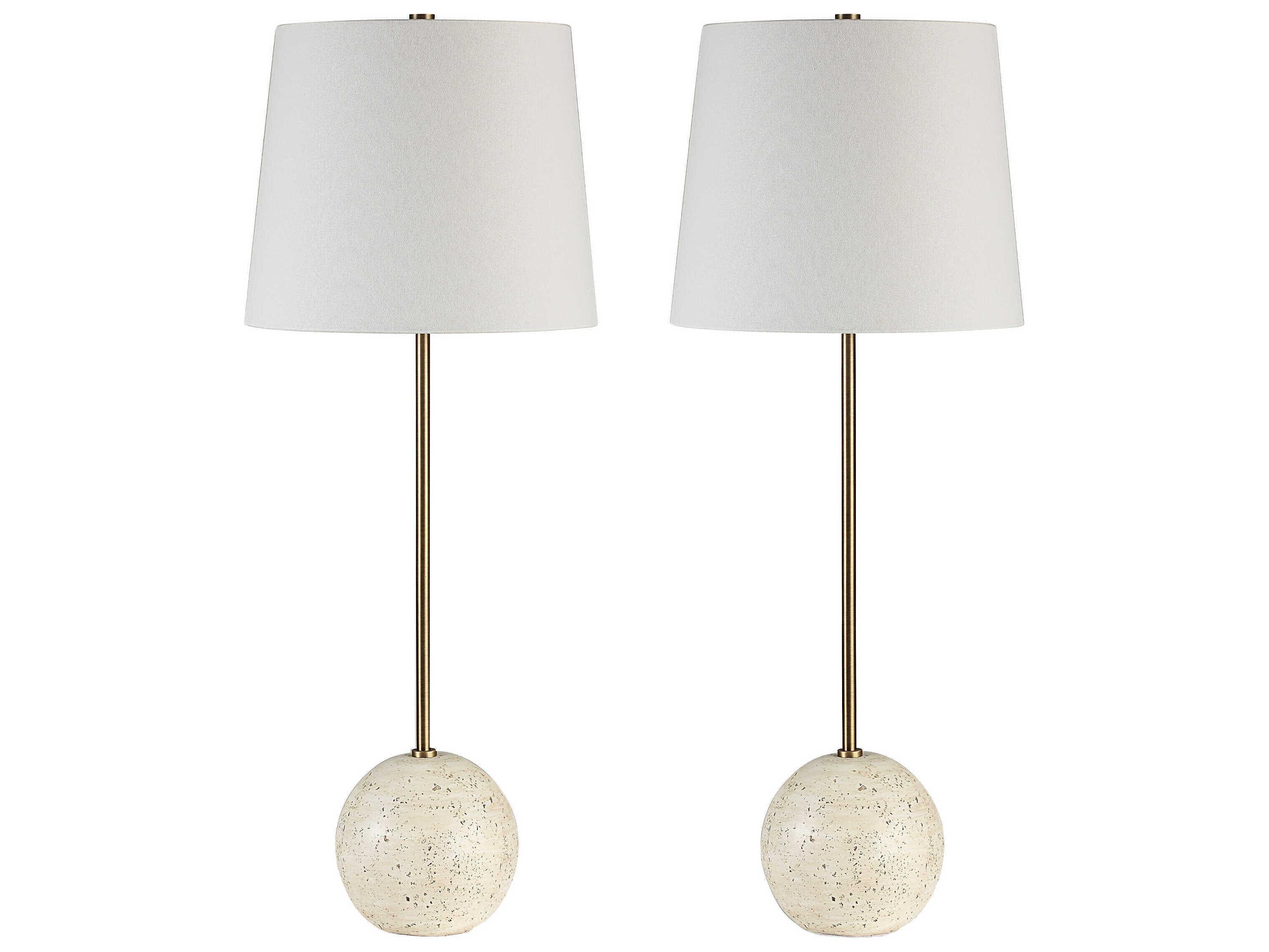 Renwil Davide Marble Cream Off White Buffet Lamp Set of 2