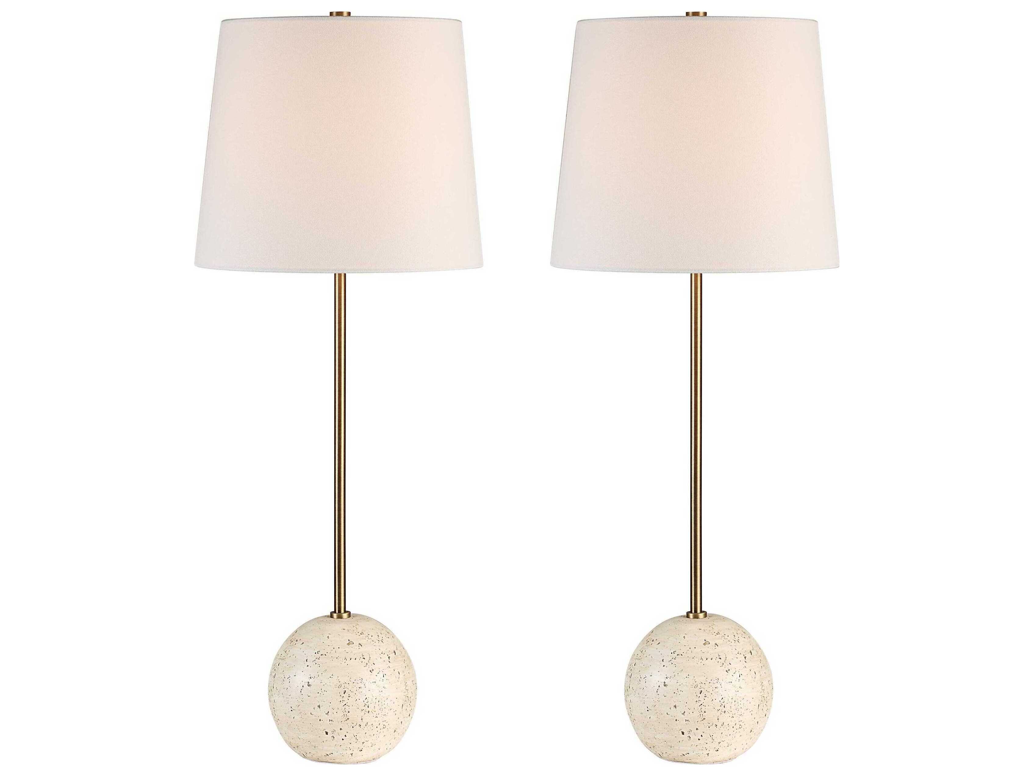 Renwil Davide Marble Cream Off White Buffet Lamp Set of 2