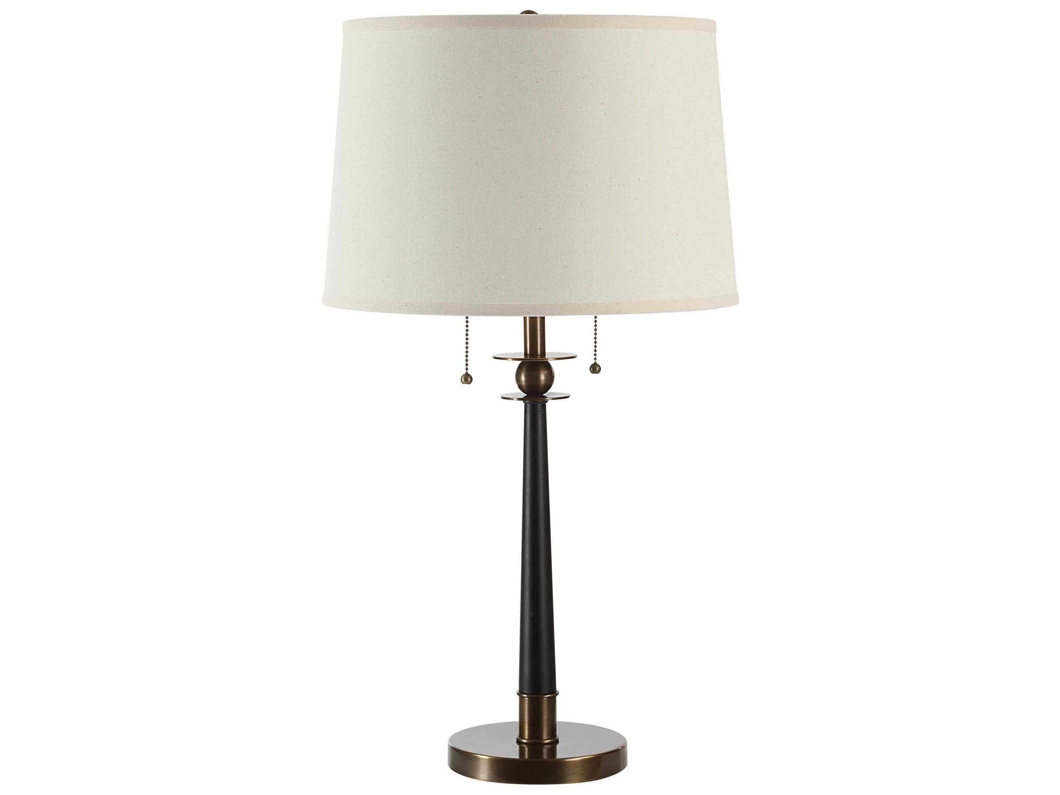 Renwil Agrinio Powder Coated Matte Black Beige Linen Buffet Lamp