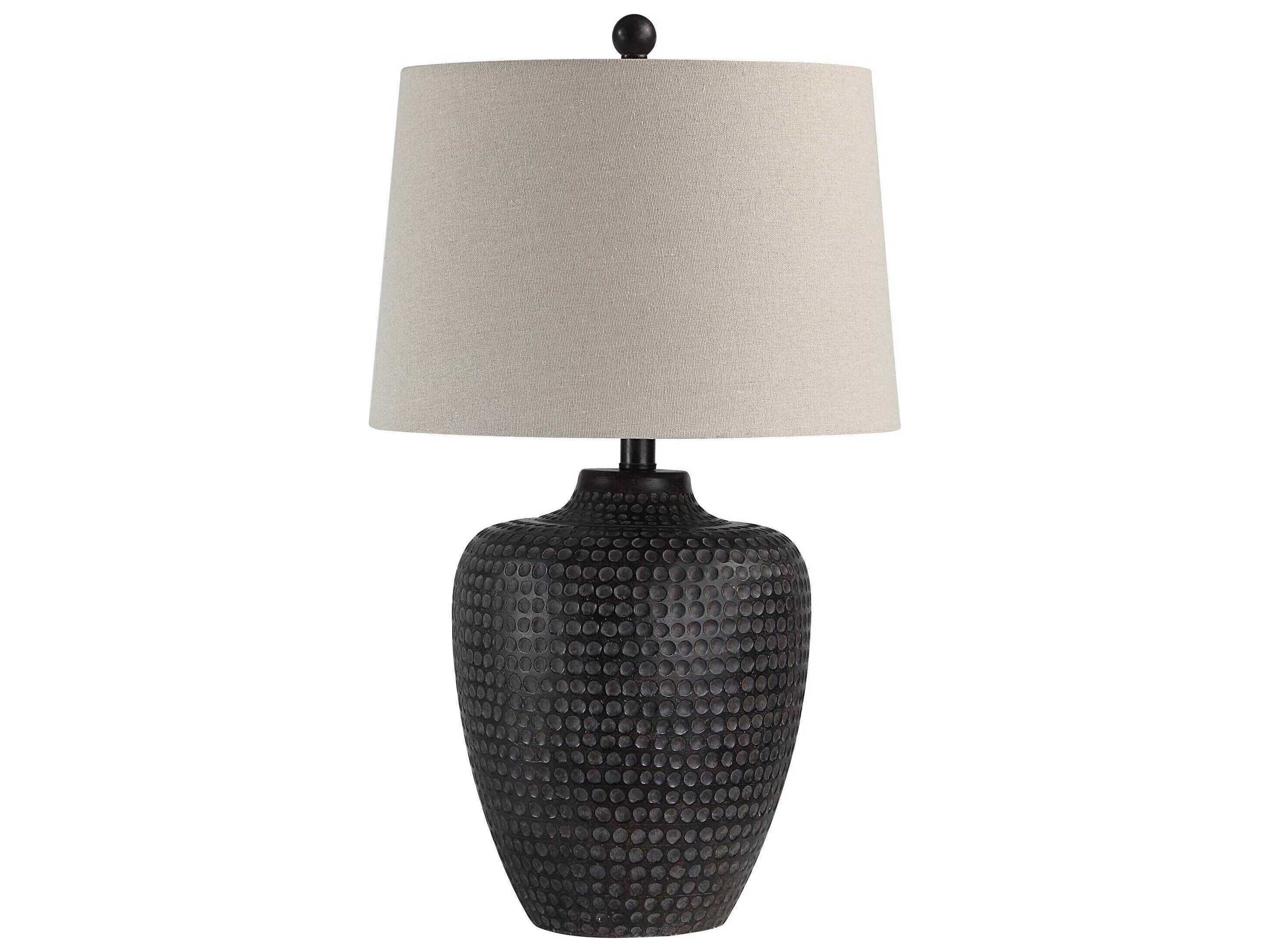 Renwil Agueda Painted Dark Brown Oatmeal Linen Buffet Lamp