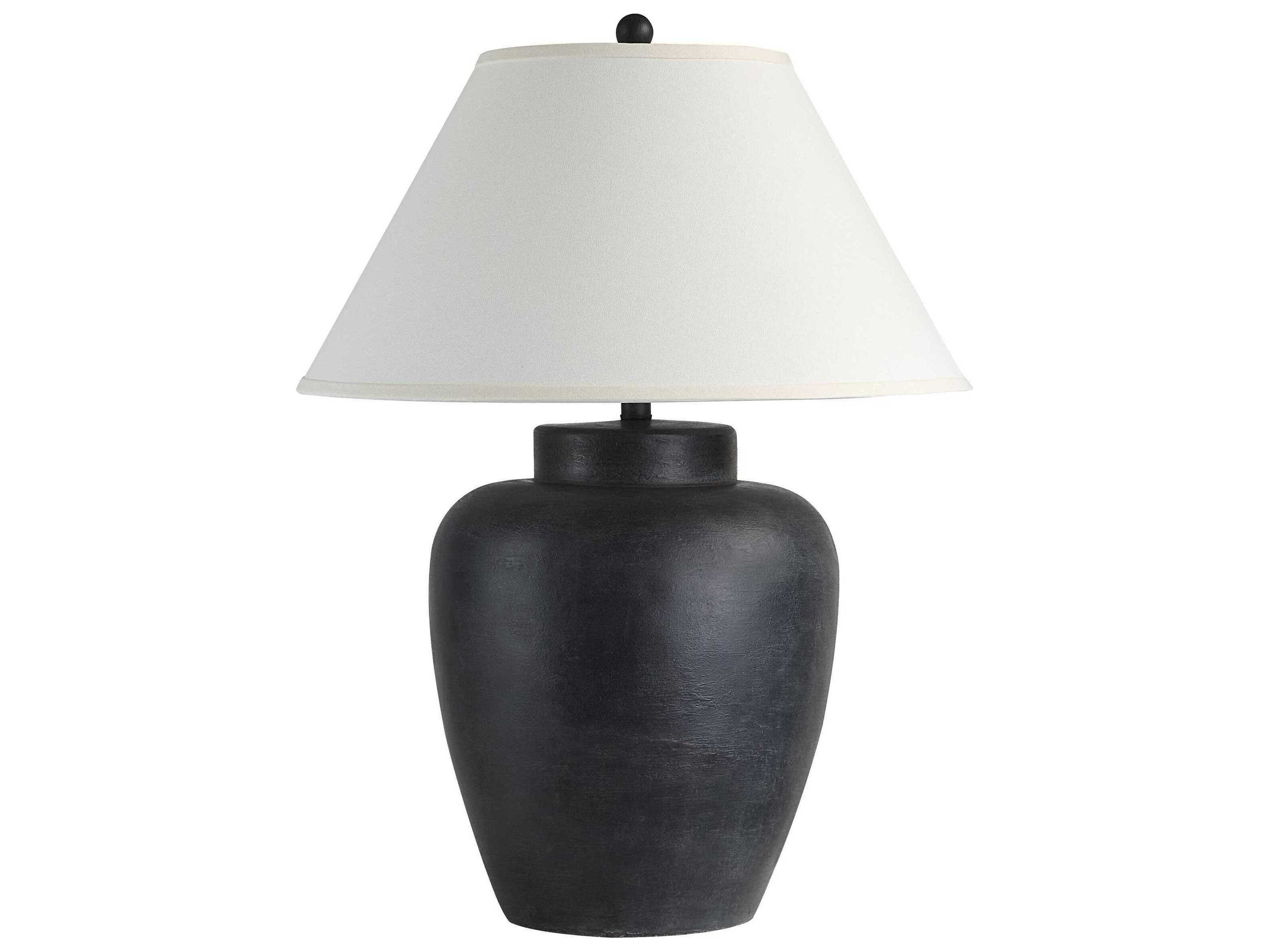 Renwil Arancia Painted Black Wash Ivory Linen Buffet Lamp