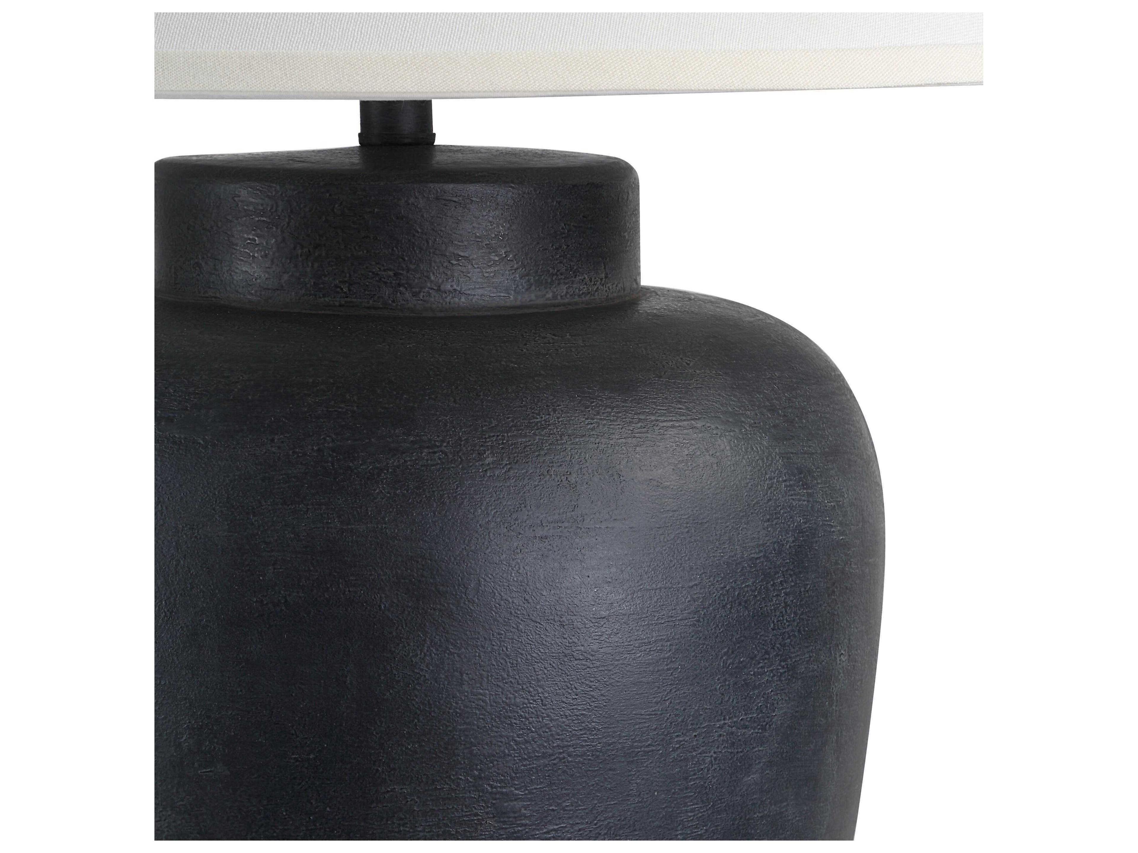 Renwil Arancia Painted Black Wash Ivory Linen Buffet Lamp