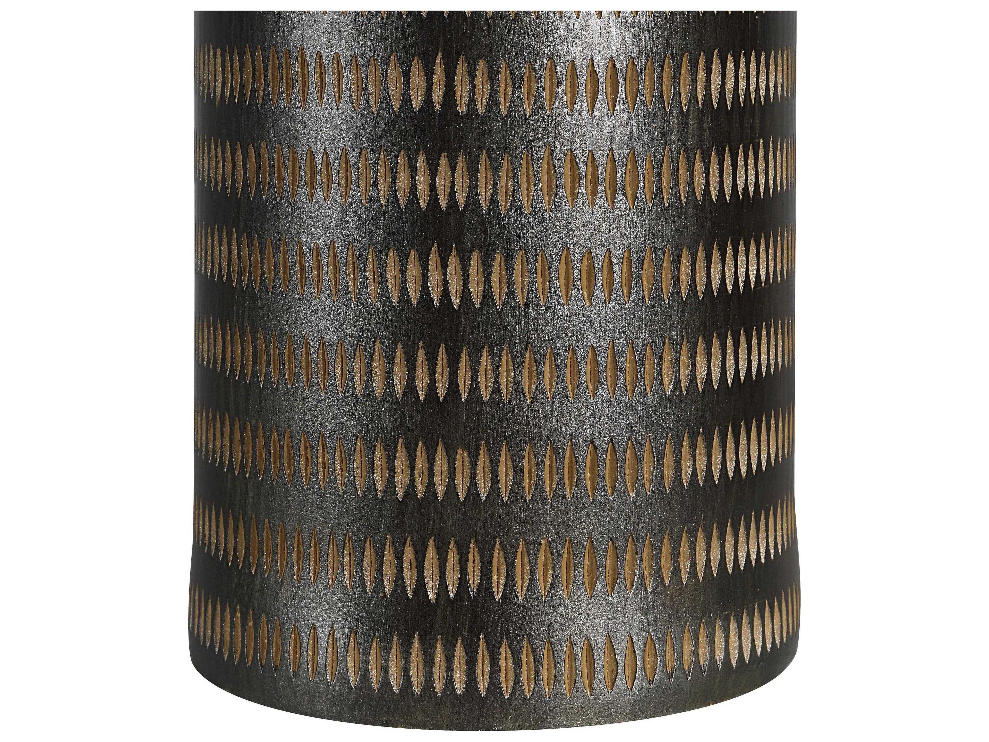 Renwil Azzurra Painted Dark Brown Oatmeal Linen Buffet Lamp