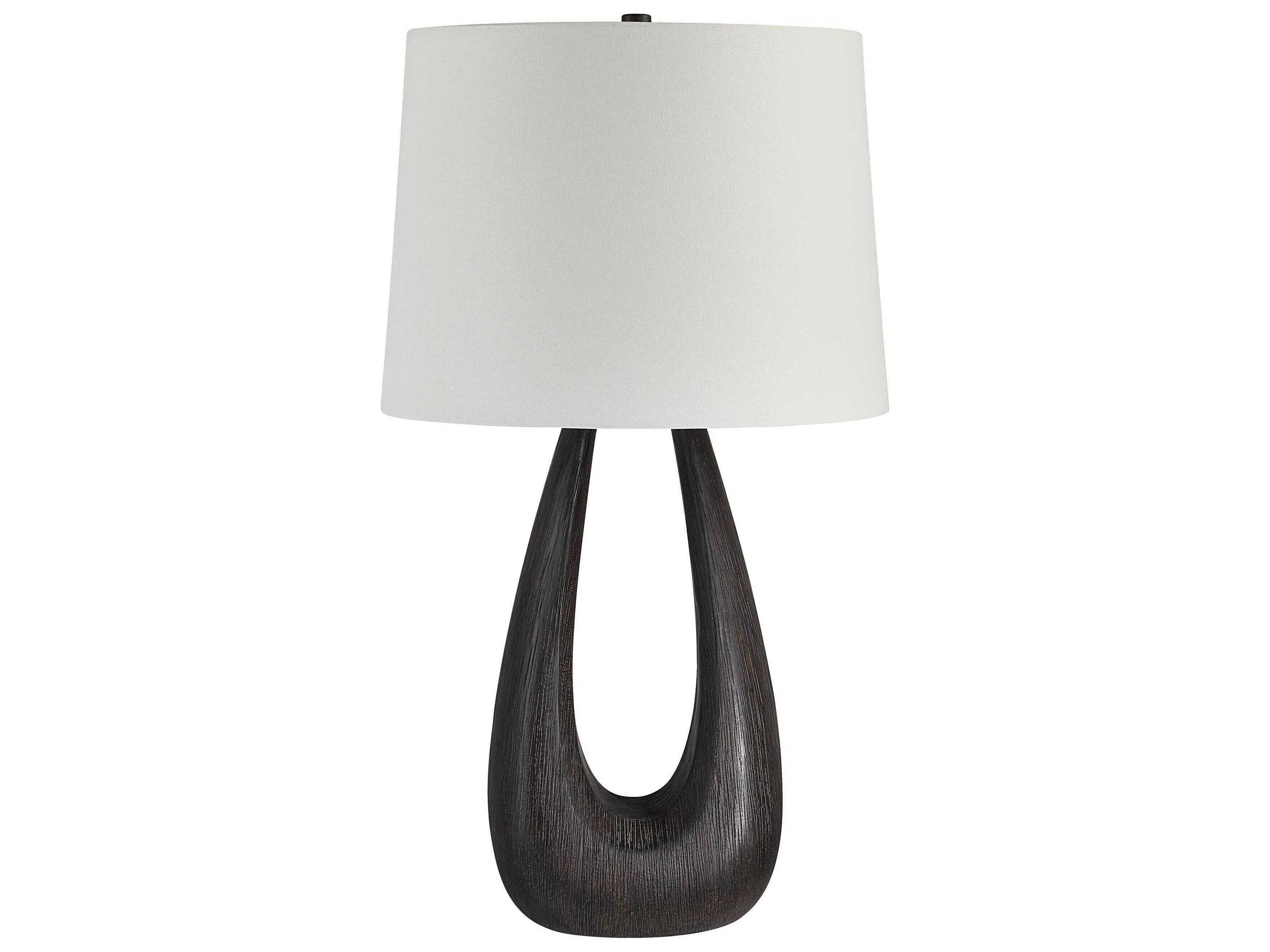 Renwil Beckham Painted Dark Walnut Ivory Linen Brown Buffet Lamp