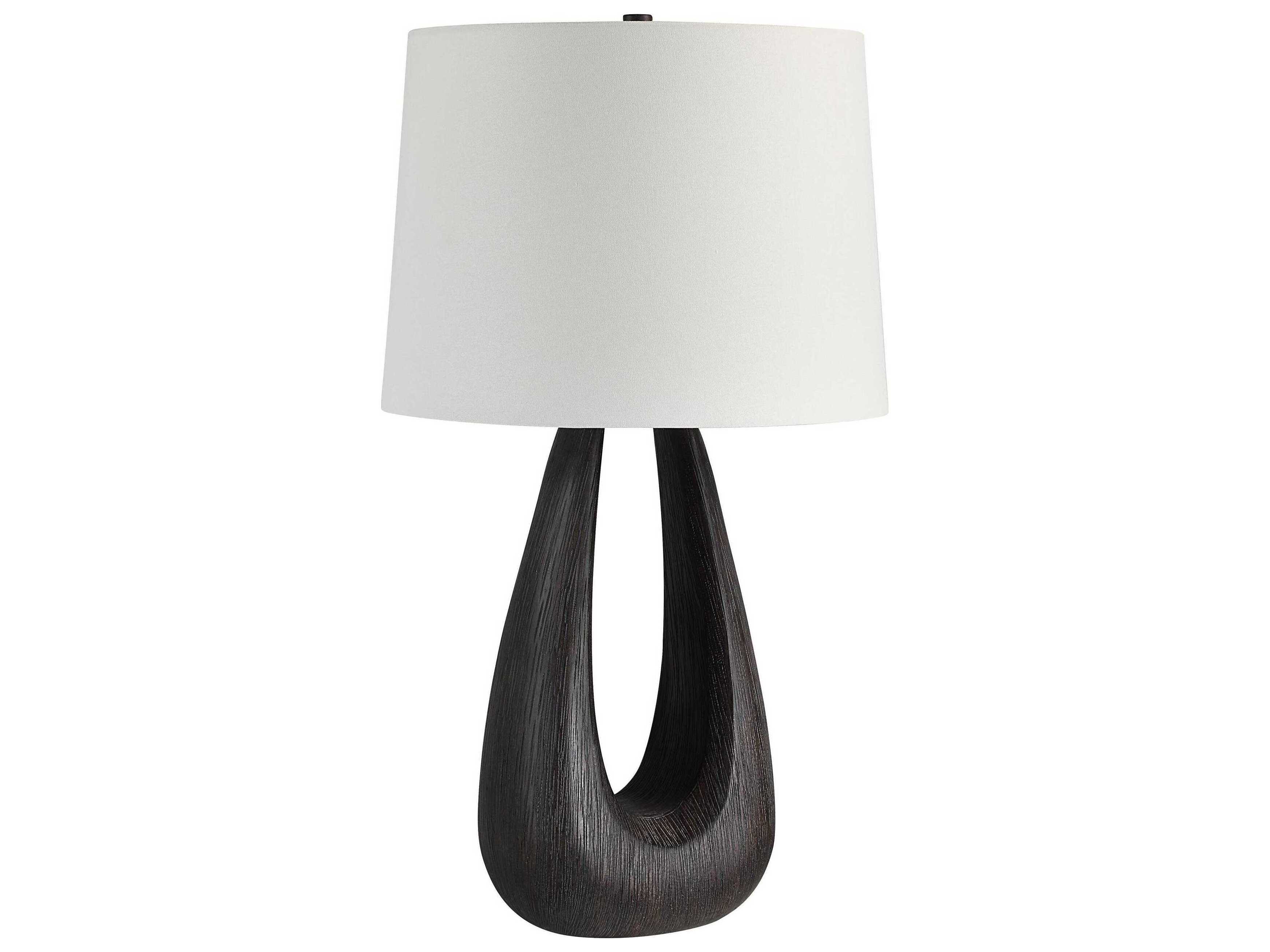 Renwil Beckham Painted Dark Walnut Ivory Linen Brown Buffet Lamp