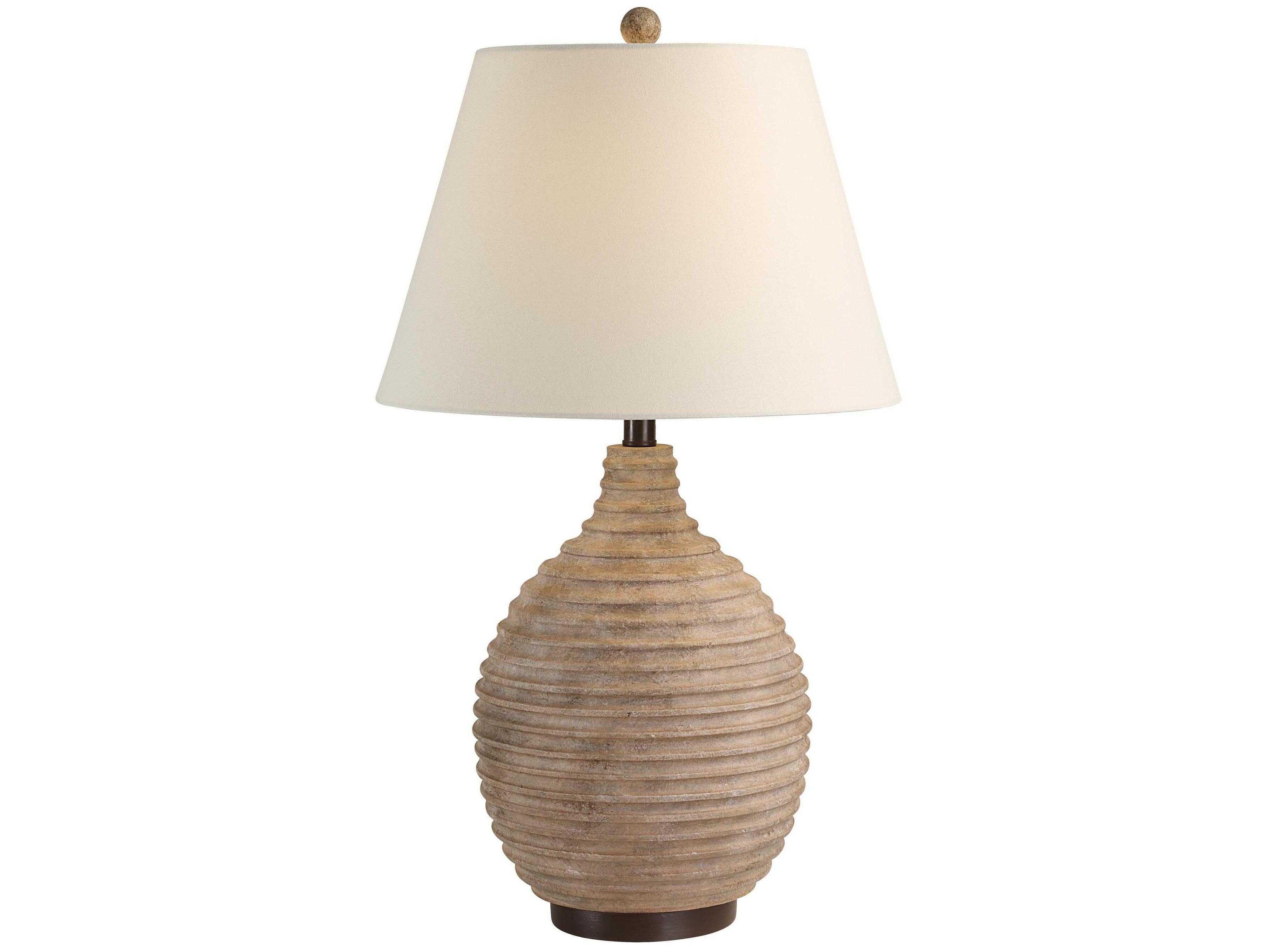 Renwil Cebada Painted Textured Brown Beige Ivory Linen Buffet Lamp