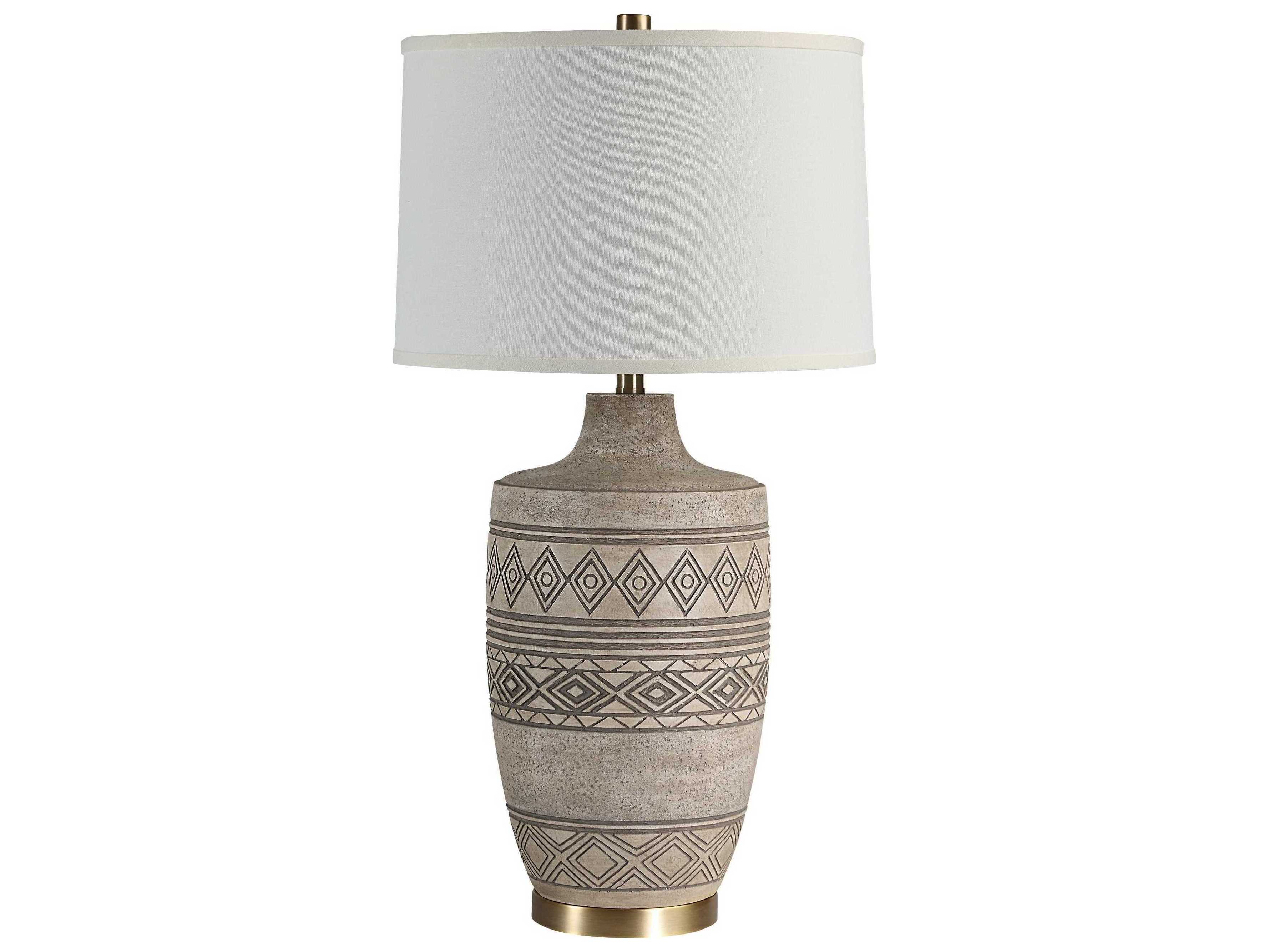 Renwil Charlize Painted Beige Wash Ivory Linen Off White Buffet Lamp