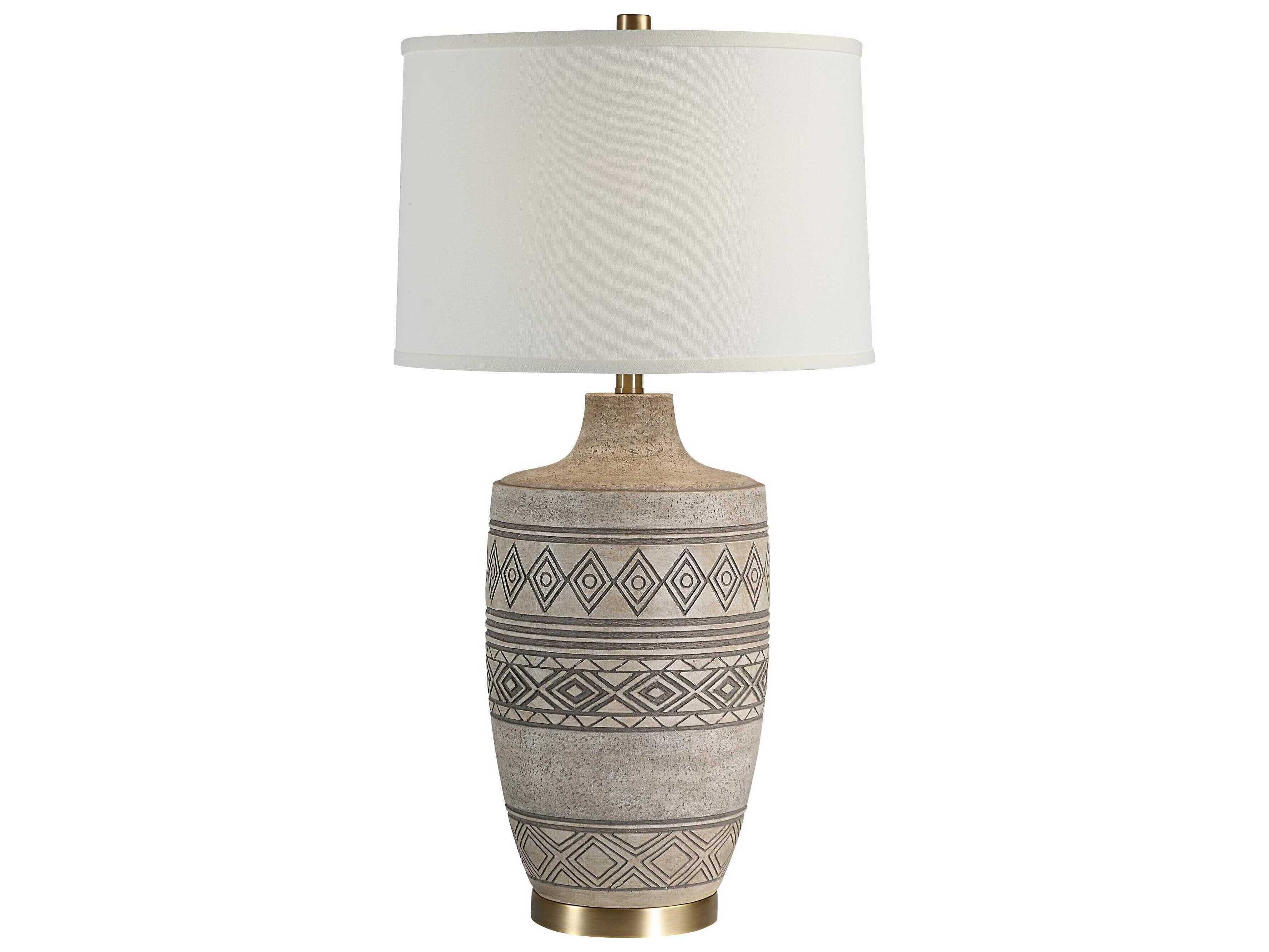 Renwil Charlize Painted Beige Wash Ivory Linen Off White Buffet Lamp