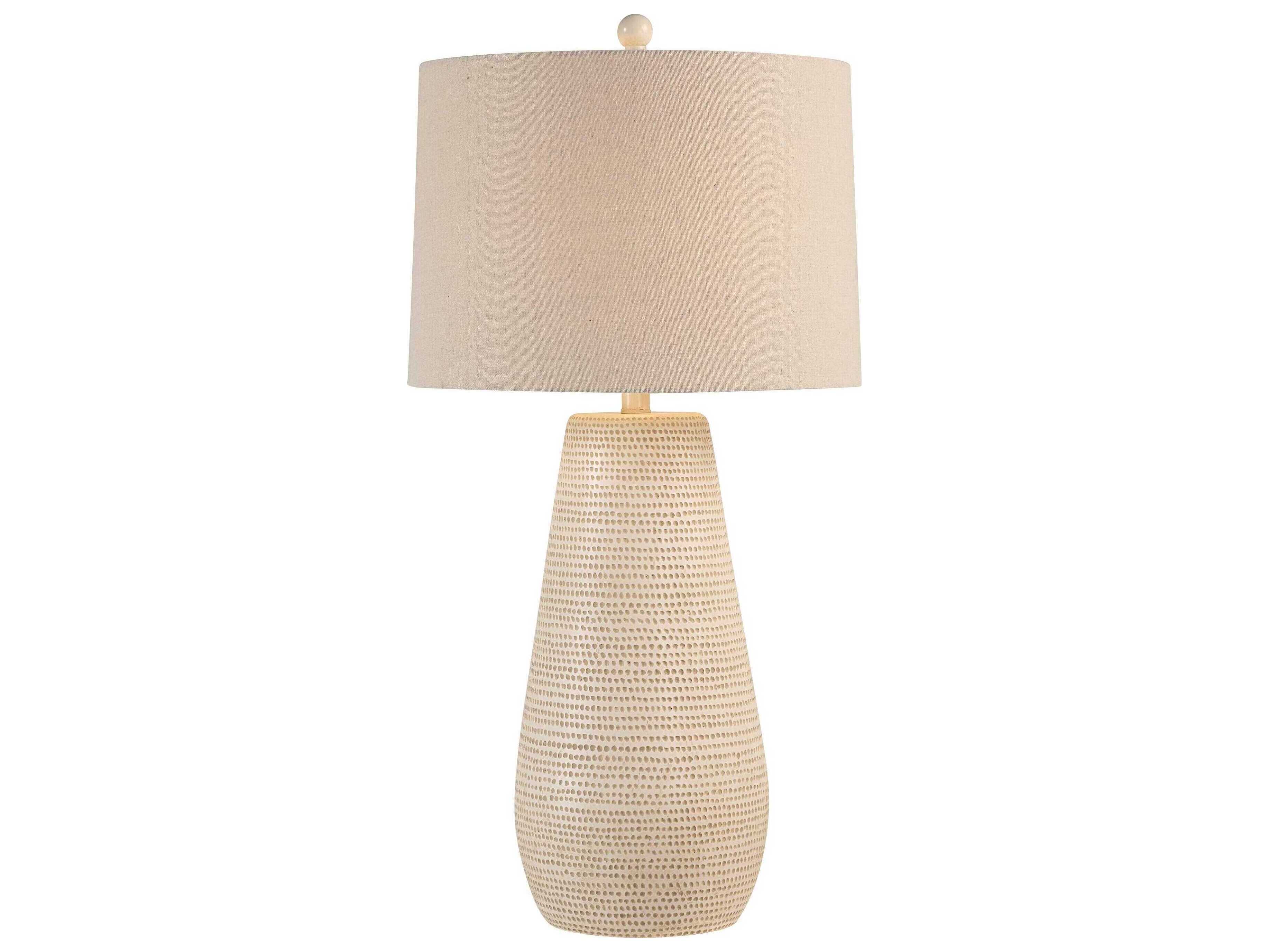 Renwil Lanikai Painted Beige Oatmeal Linen Off White Buffet Lamp