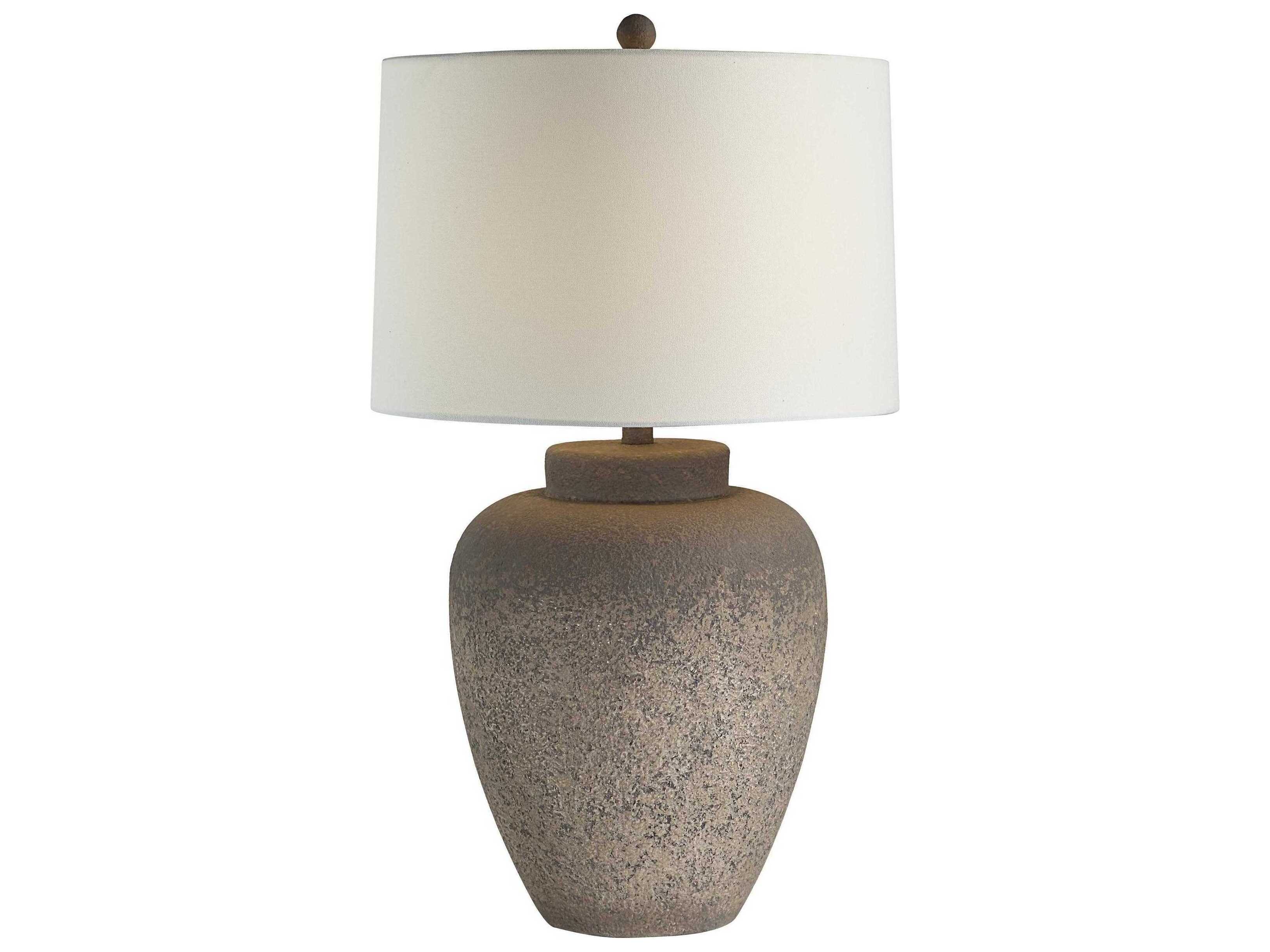 Renwil Lattuga Painted Textured Beige Ivory Linen Off White Buffet Lamp