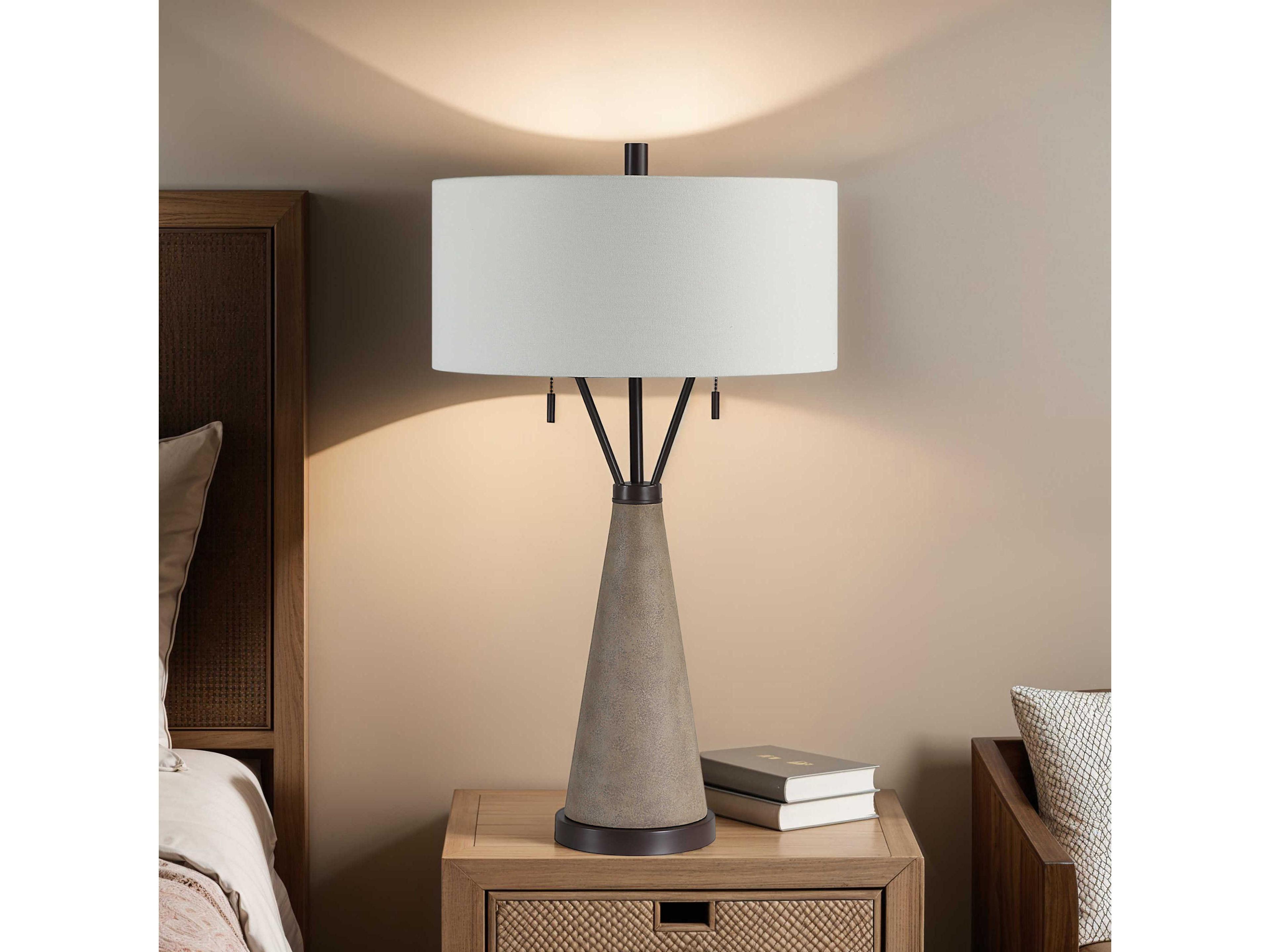 Renwil Lourdes Painted Cream Wash Ivory Linen Off White Buffet Lamp