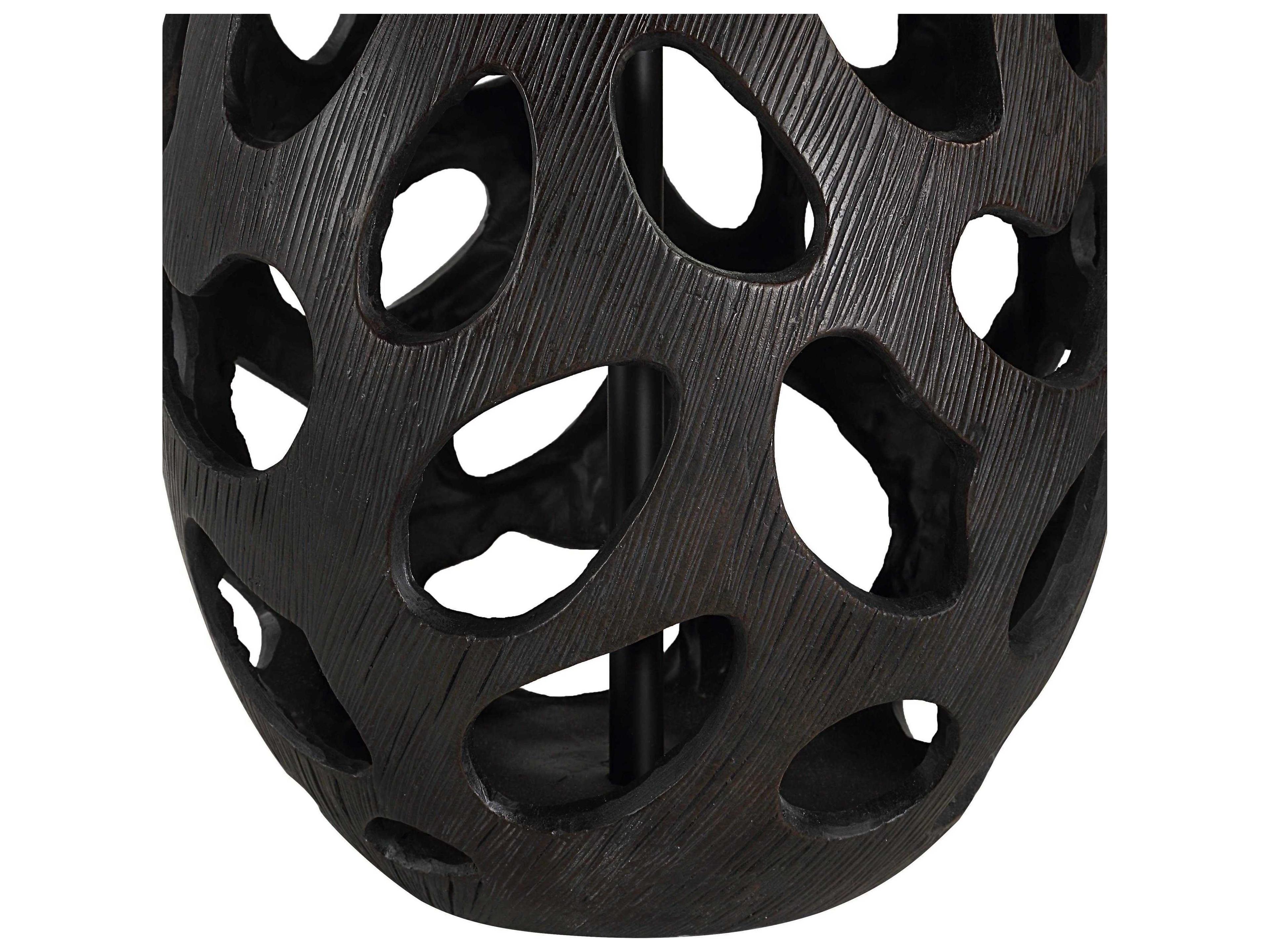 Renwil Loxley Painted Dark Brown Ivory Linen Buffet Lamp