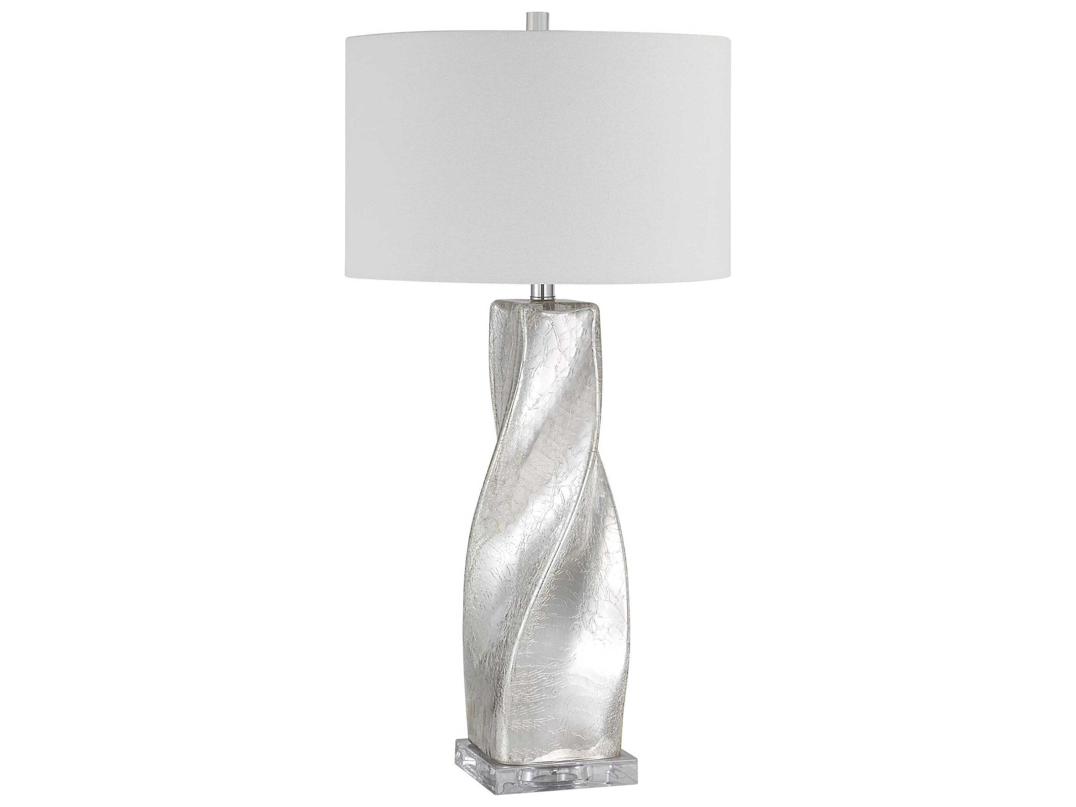 Renwil Lyons Plated Crackled Mercury Silver Buffet Lamp