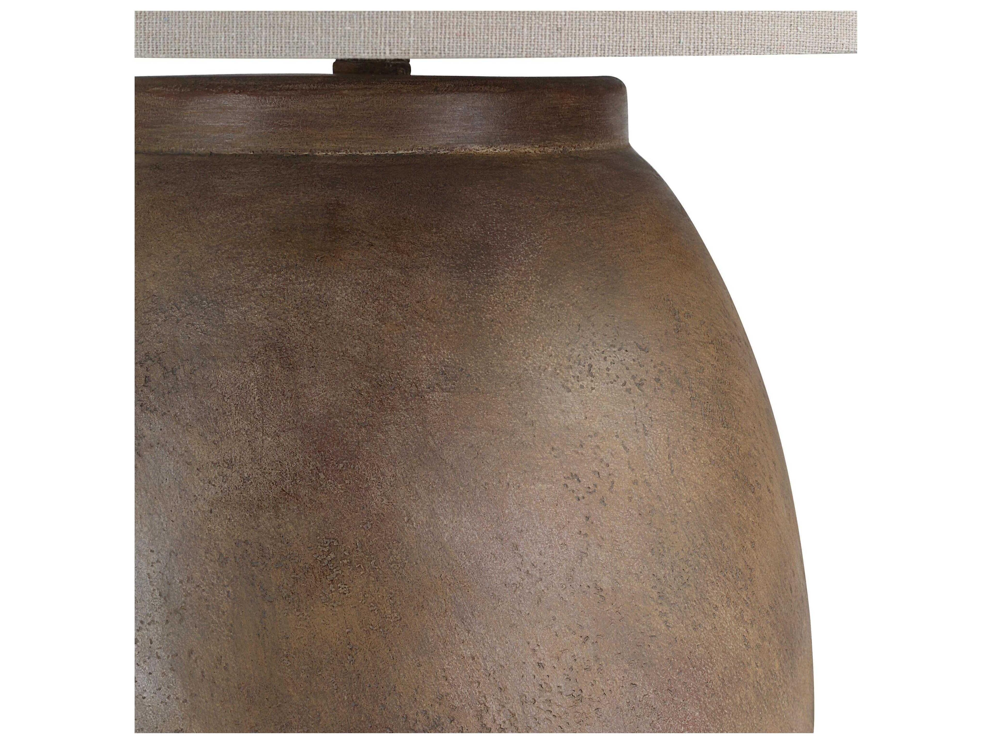 Renwil Naima Painted Brown Oatmeal Linen Buffet Lamp
