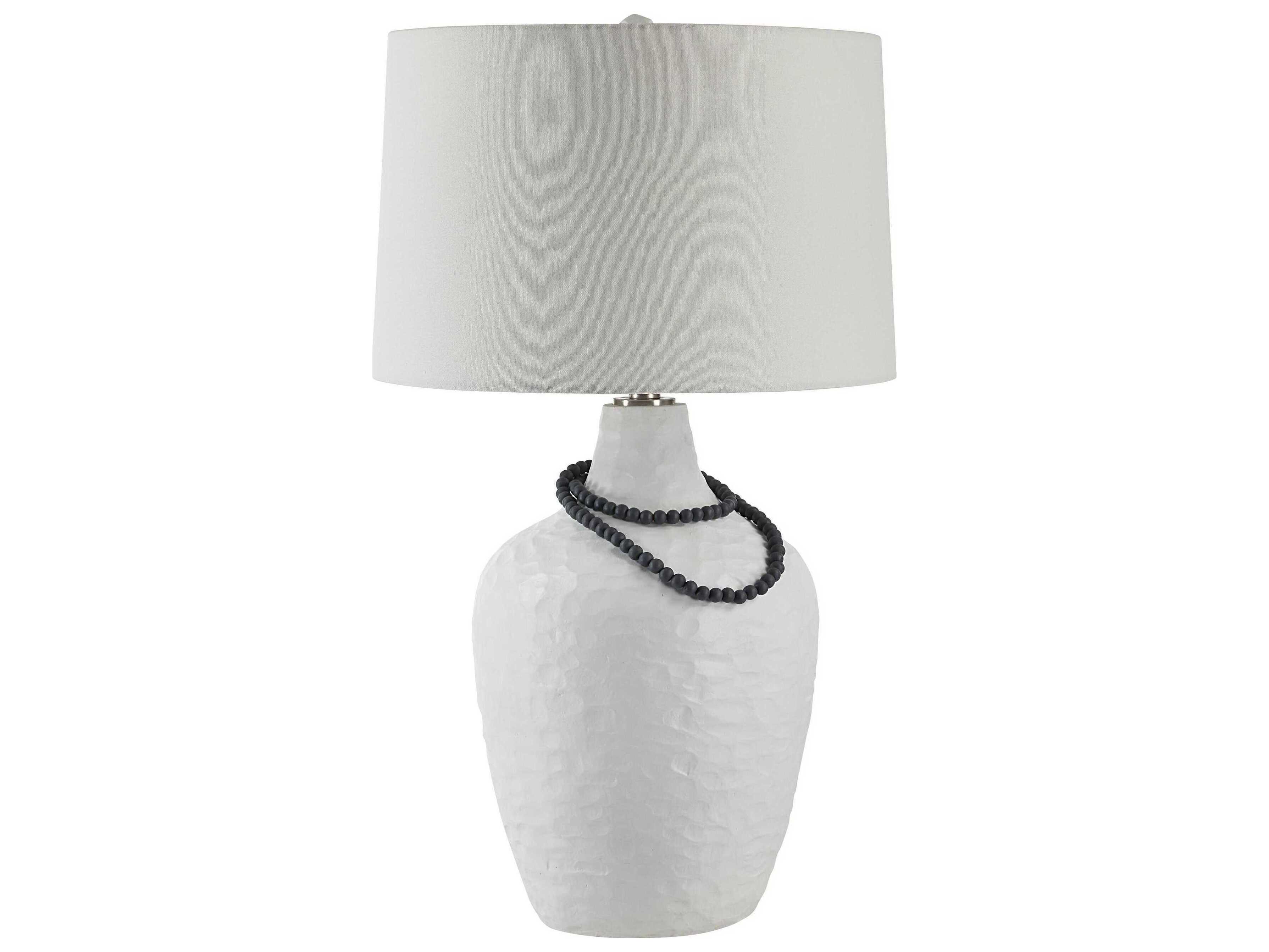 Renwil Naranja Painted Textured White Ivory Linen Buffet Lamp