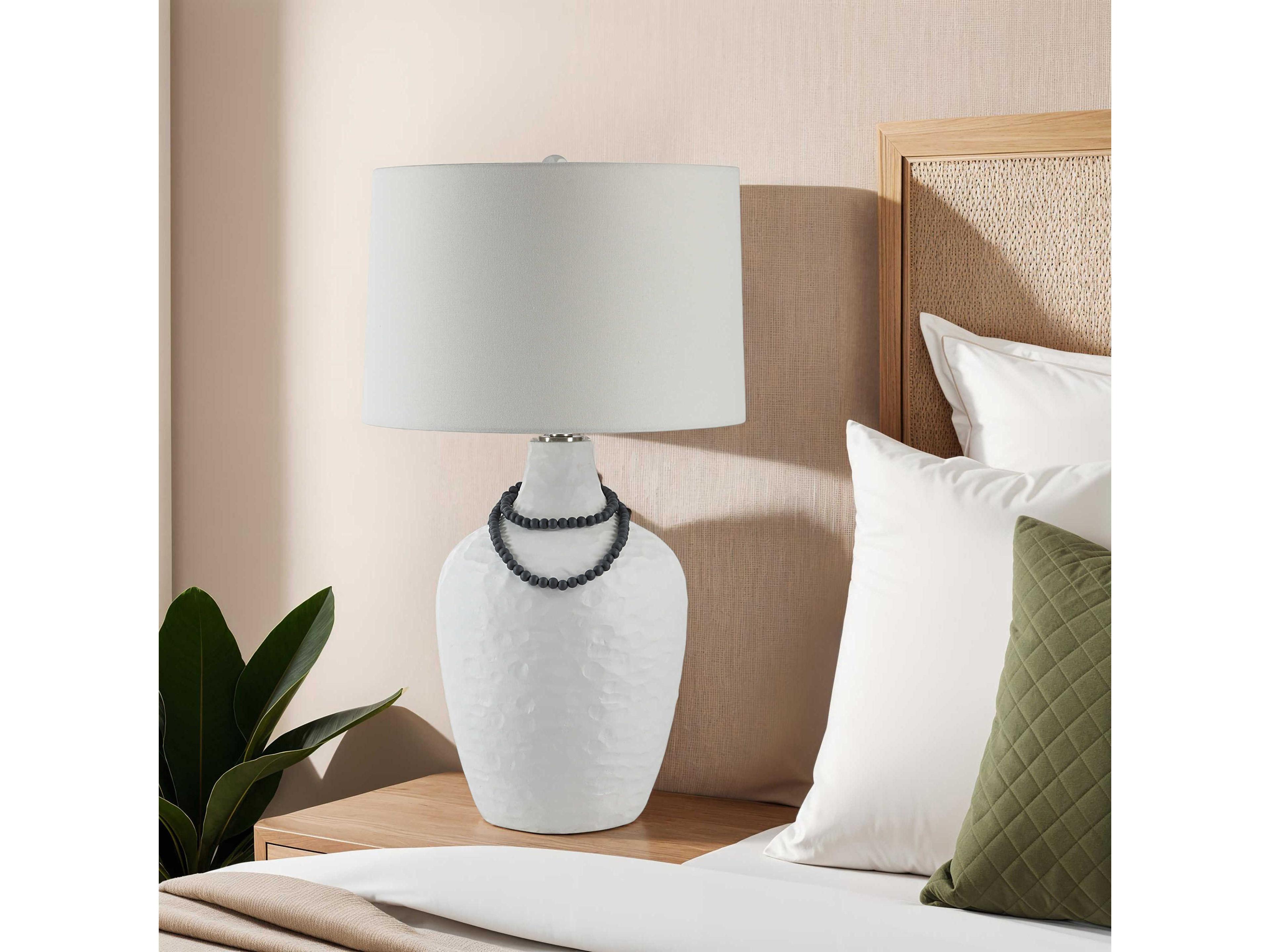 Renwil Naranja Painted Textured White Ivory Linen Buffet Lamp