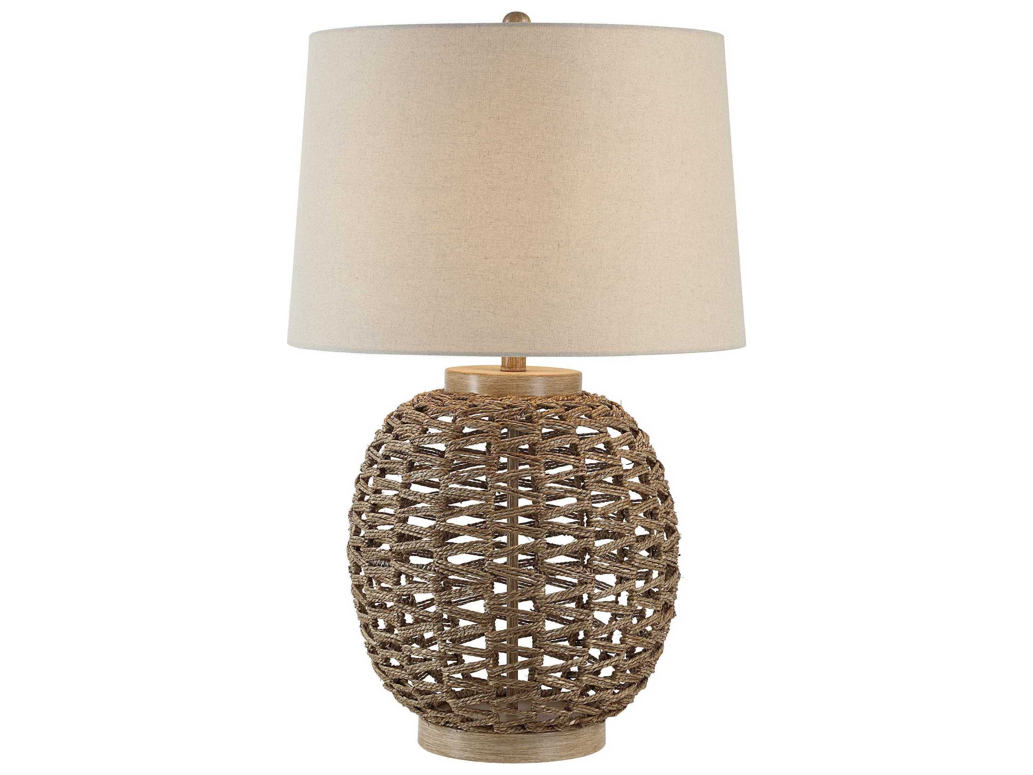 Renwil Noa Painted Natural Oatmeal Linen Brown Buffet Lamp