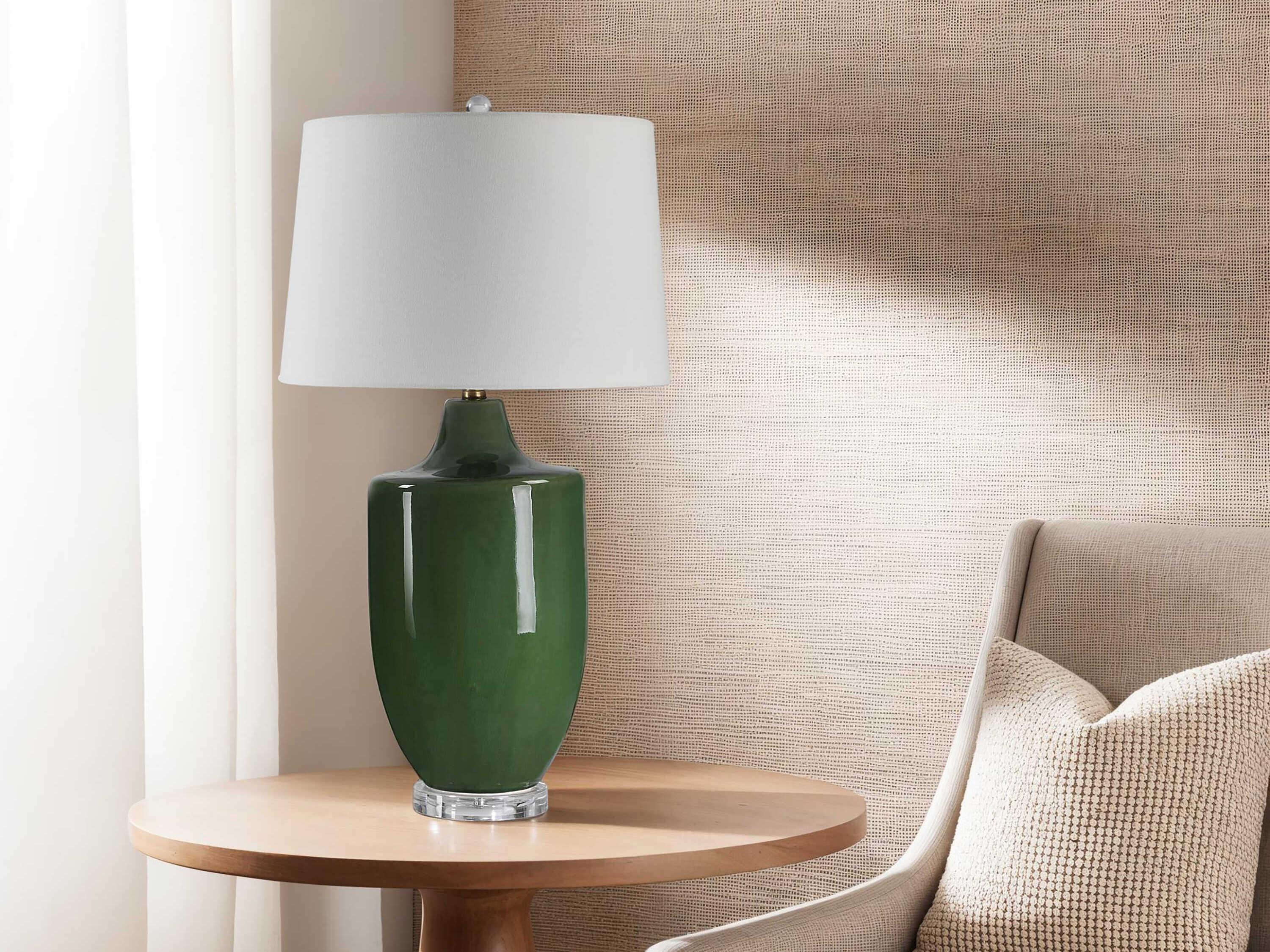 Renwil Pesca Glazed Crackled Olive Green Buffet Lamp