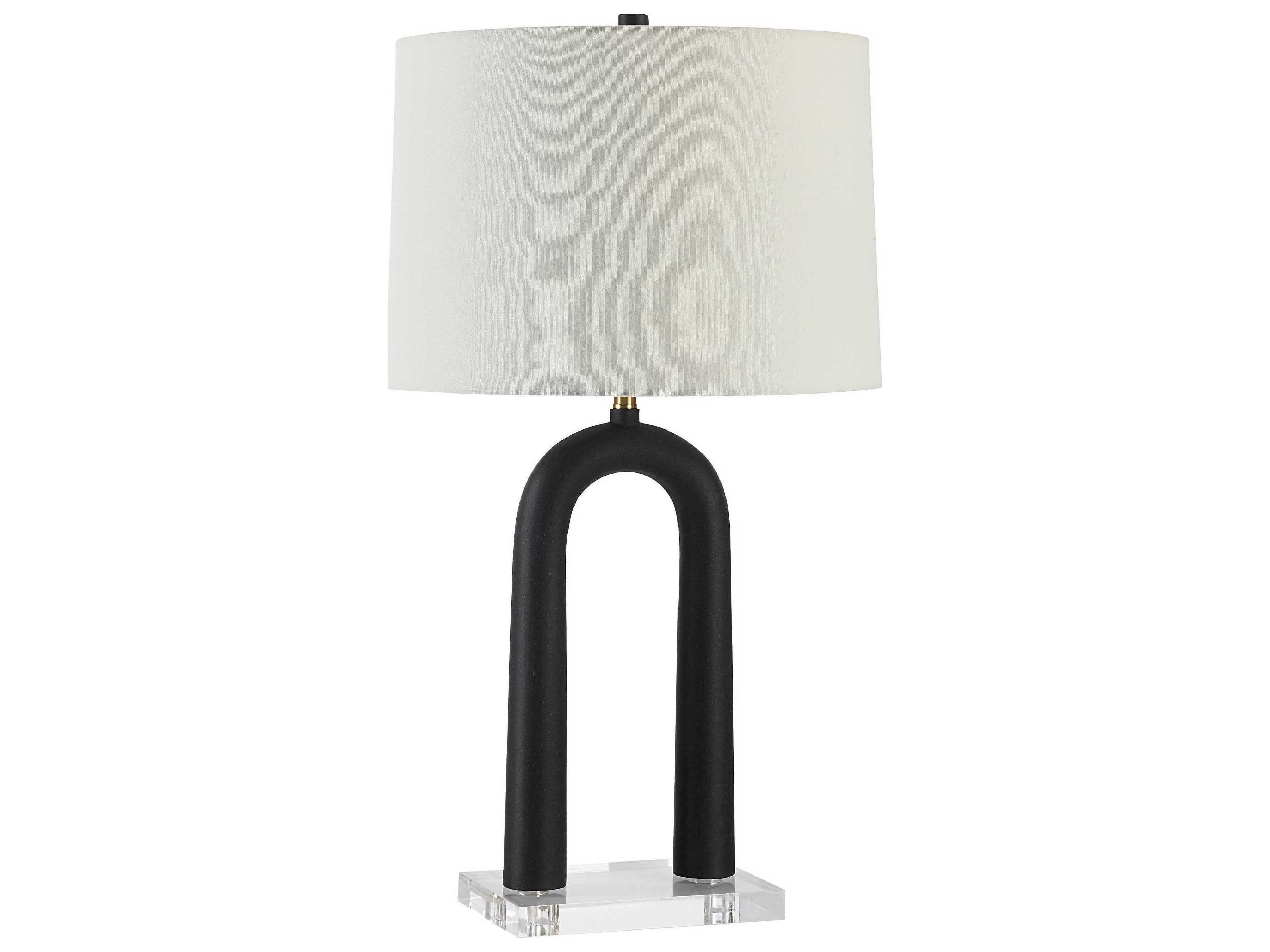 Renwil Pisa Painted Matte Black Ivory Linen Buffet Lamp