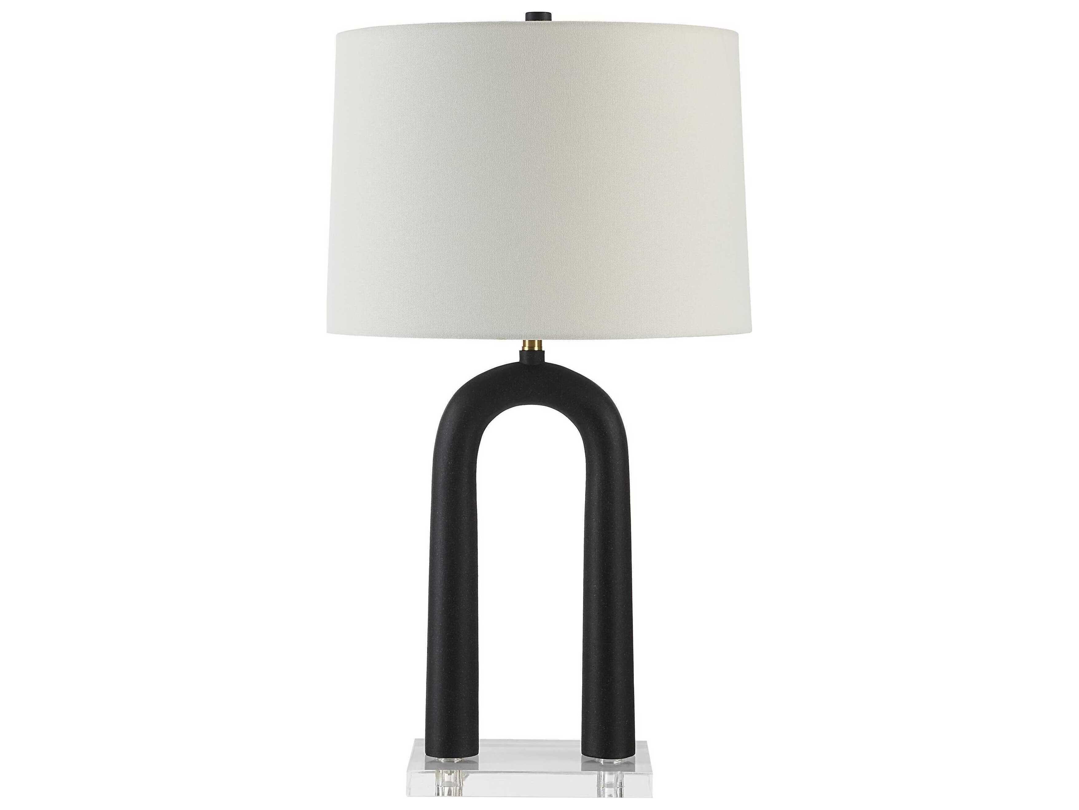 Renwil Pisa Painted Matte Black Ivory Linen Buffet Lamp