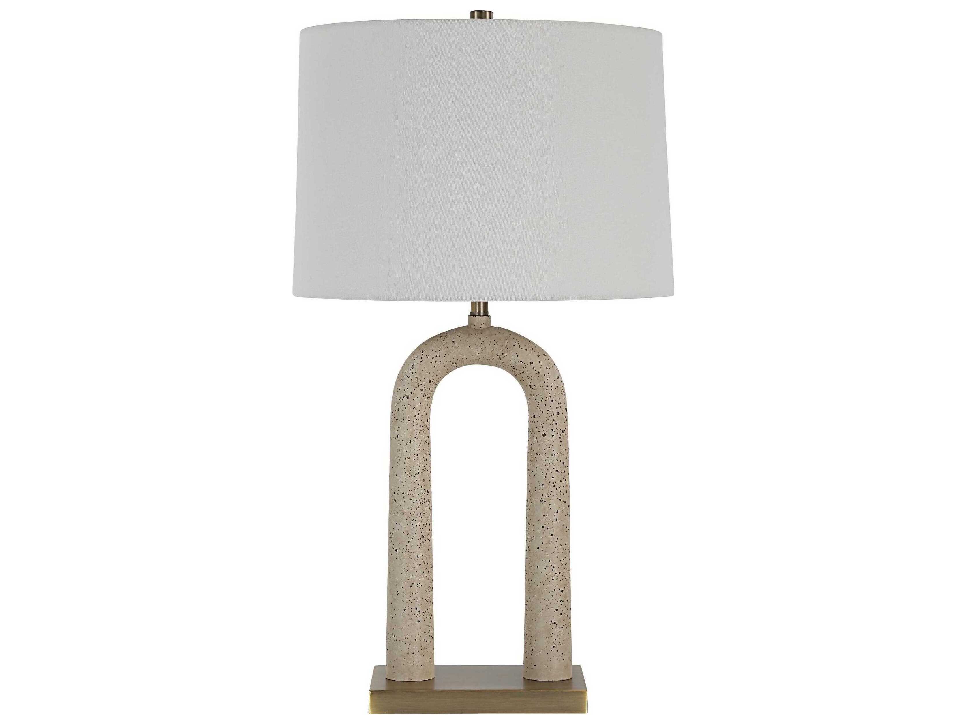 Renwil Primula Painted Cream Ivory Linen Off White Buffet Lamp