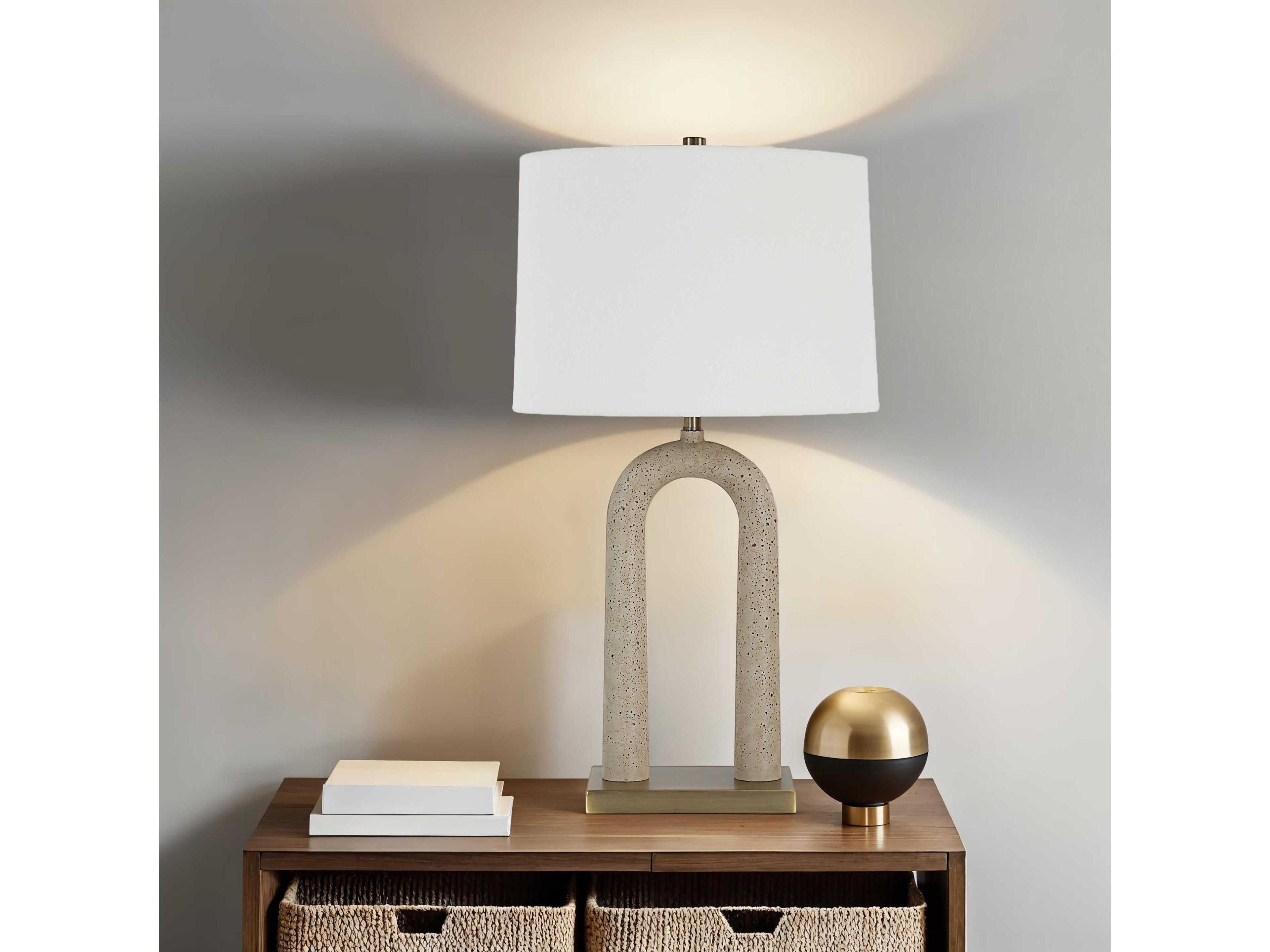 Renwil Primula Painted Cream Ivory Linen Off White Buffet Lamp