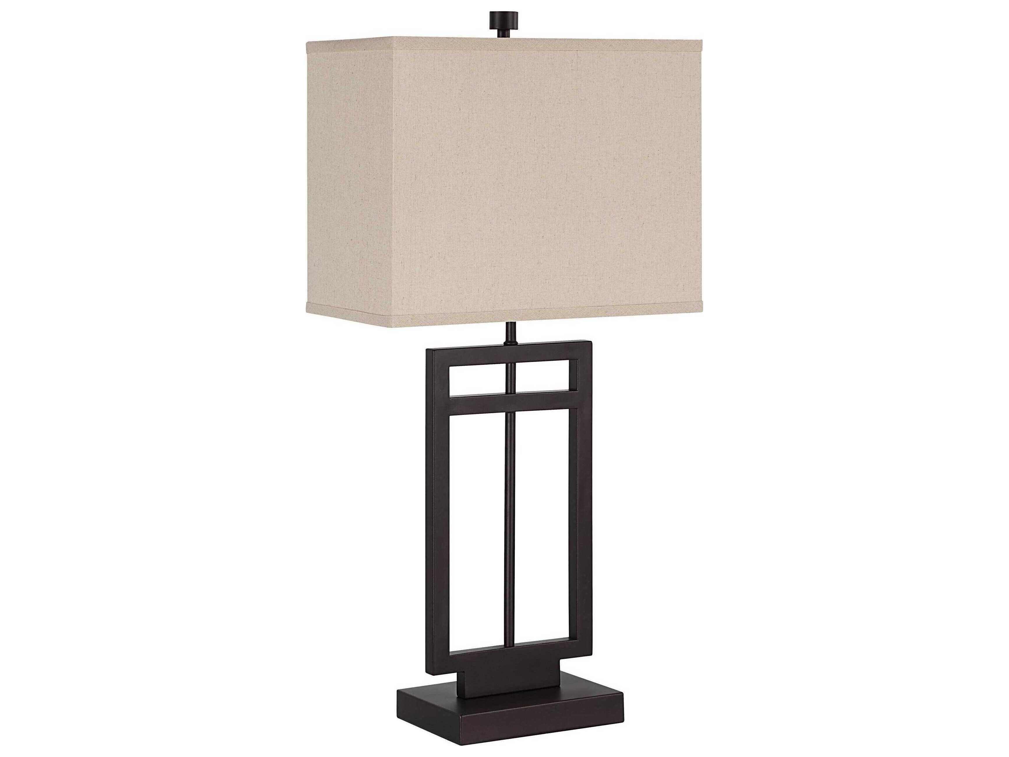Renwil Sendai Powder Coated Bronze Beige Linen Buffet Lamp