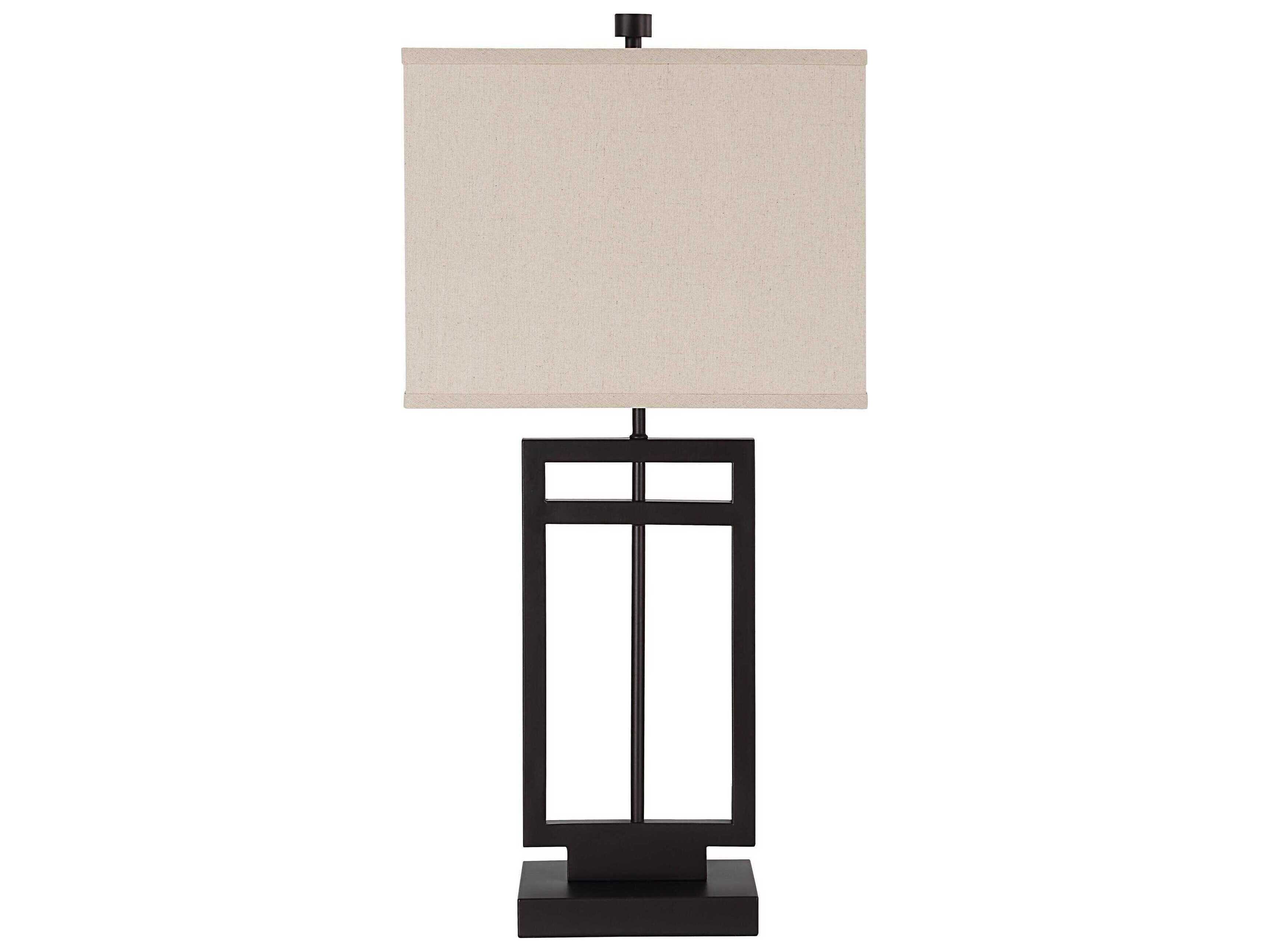 Renwil Sendai Powder Coated Bronze Beige Linen Buffet Lamp