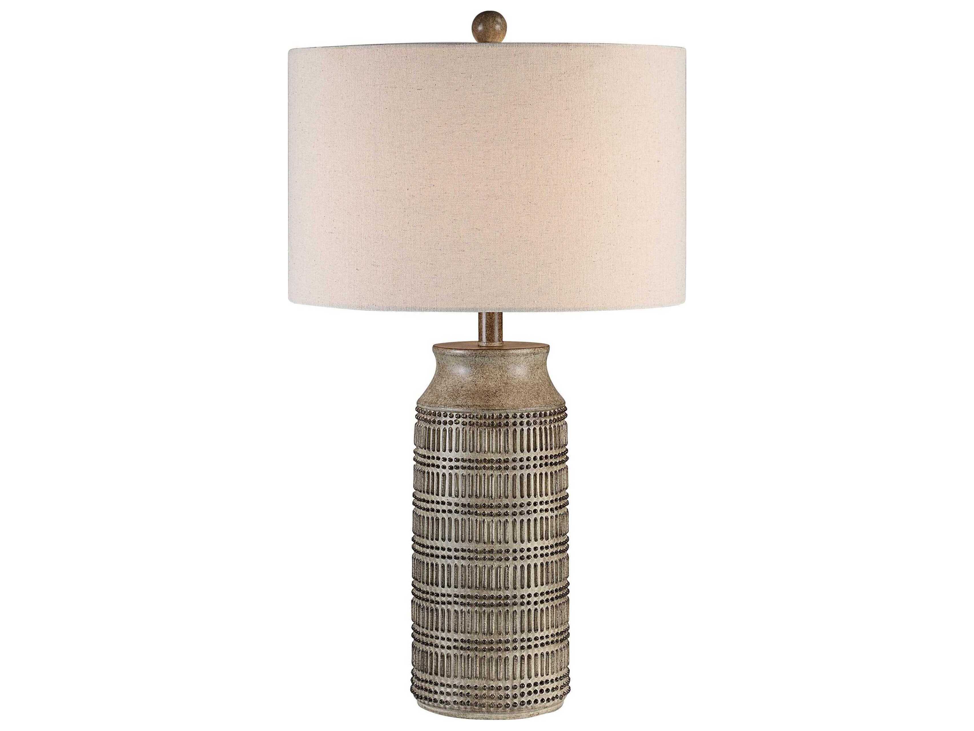 Renwil Tarragona Painted Light Brown Cream Linen Buffet Lamp