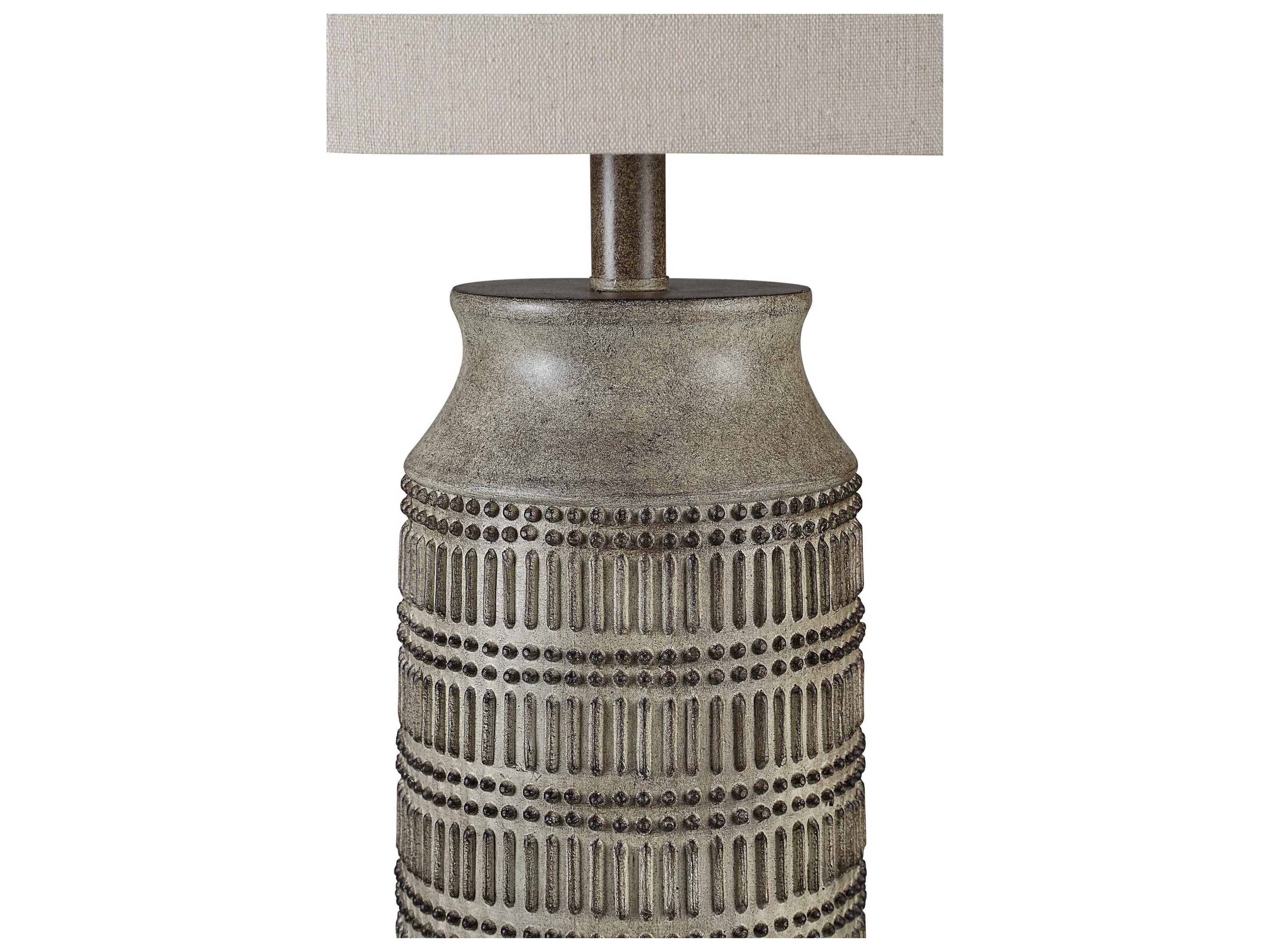 Renwil Tarragona Painted Light Brown Cream Linen Buffet Lamp