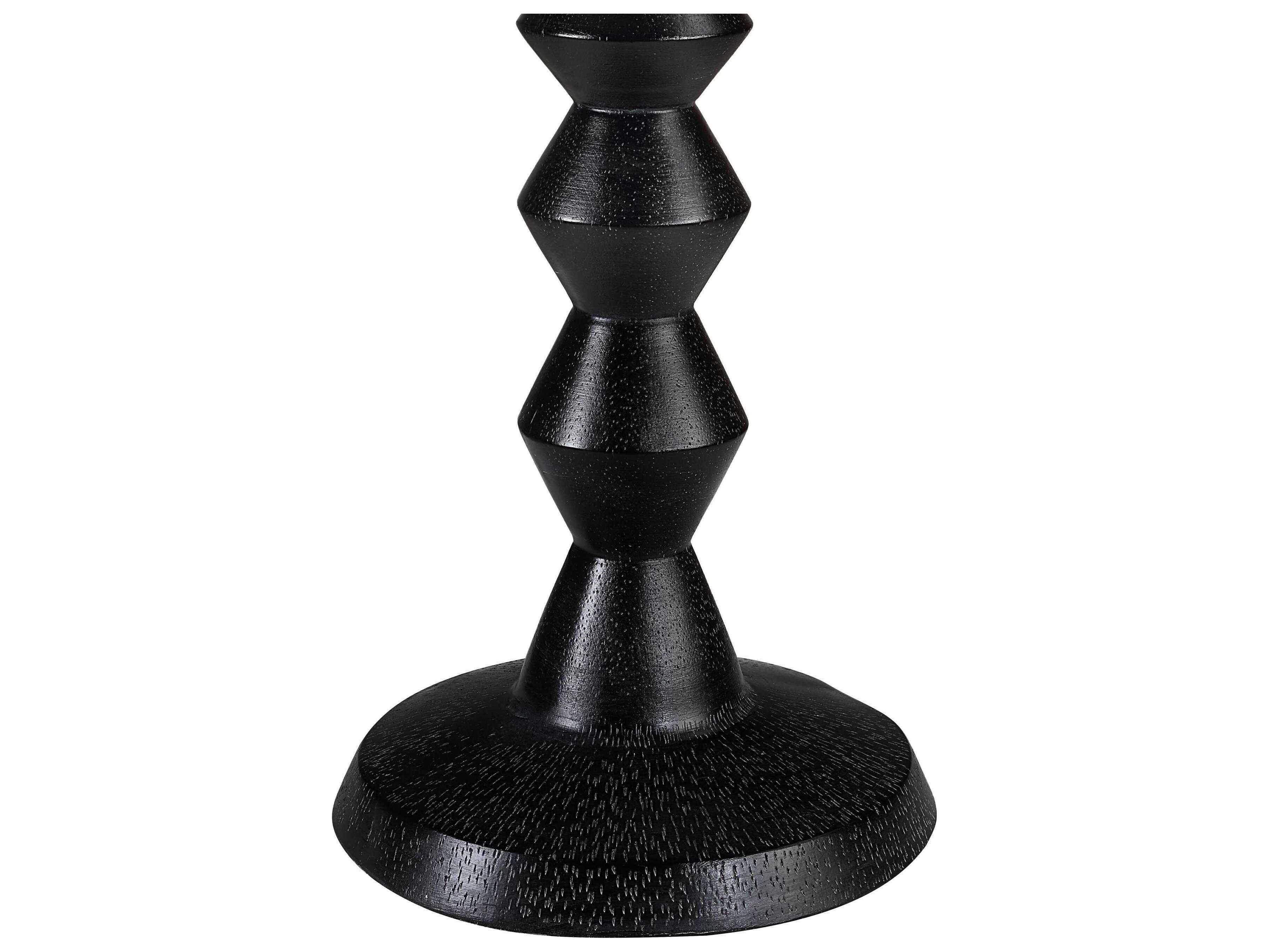 Renwil Tulum Painted Matte Black Wash Cream Linen Buffet Lamp