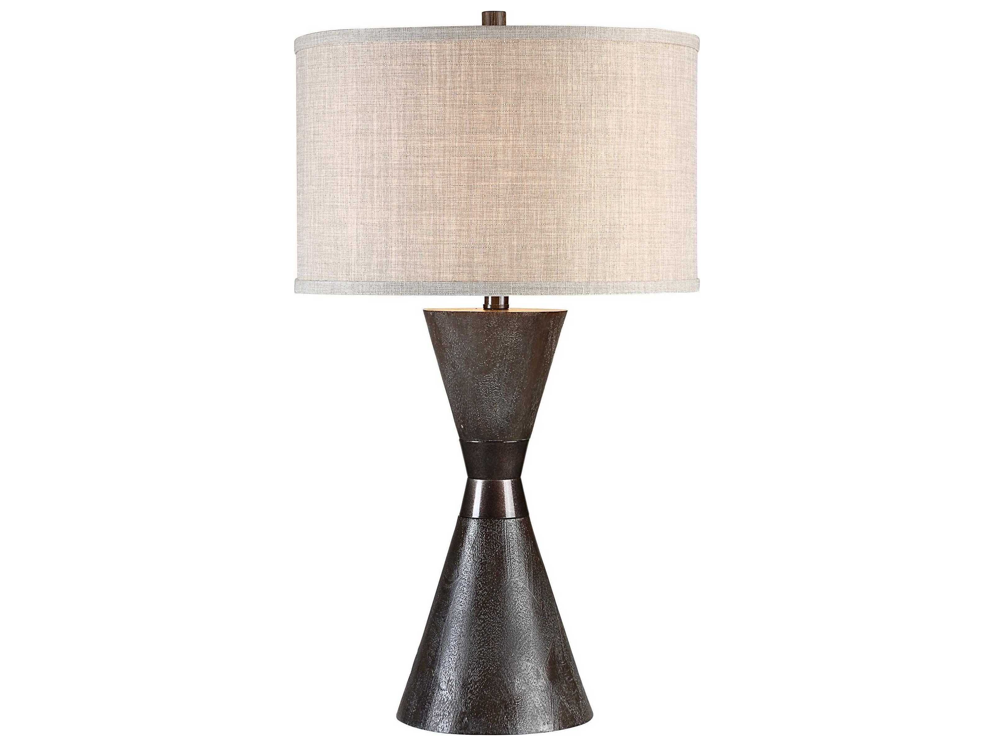 Renwil Vyara Painted Dark Brown Cream Linen Buffet Lamp