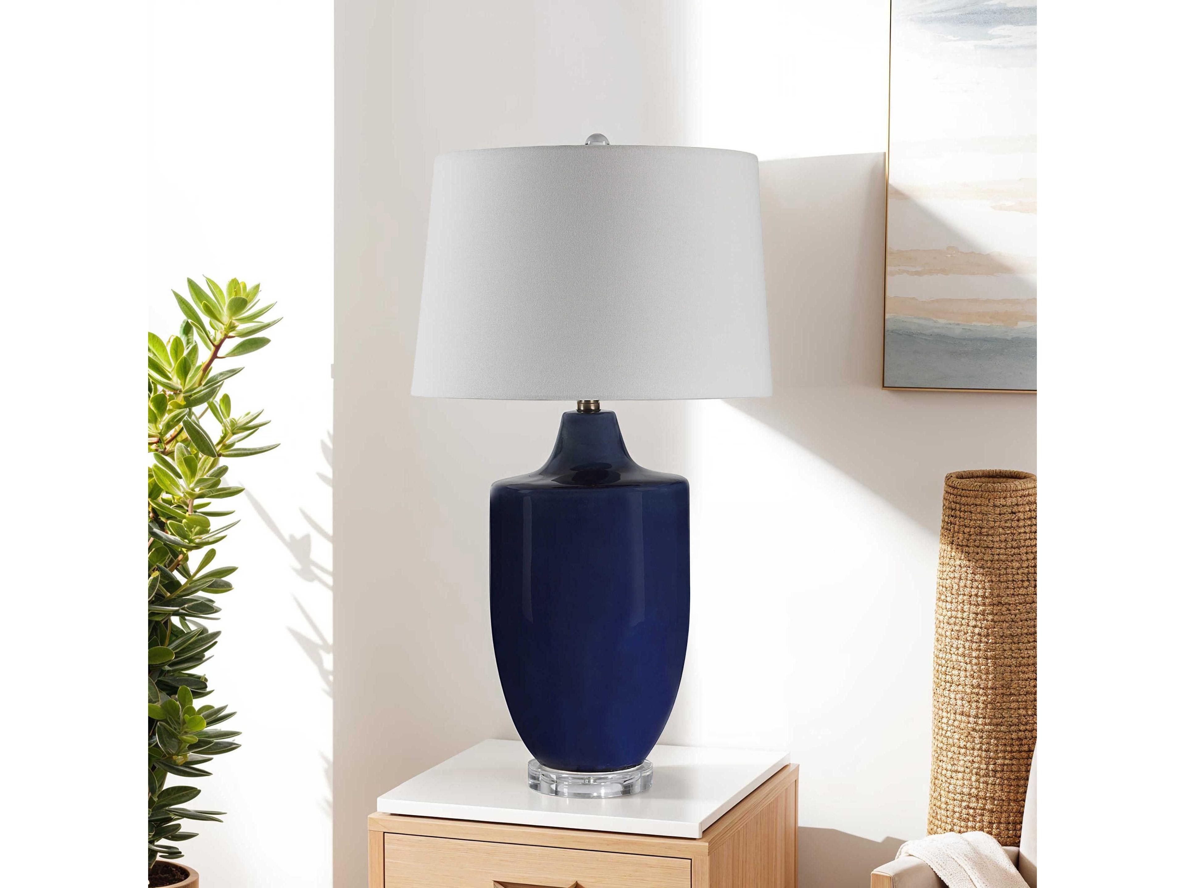 Renwil Decimus Glazed Crackled Navy Blue Buffet Lamp