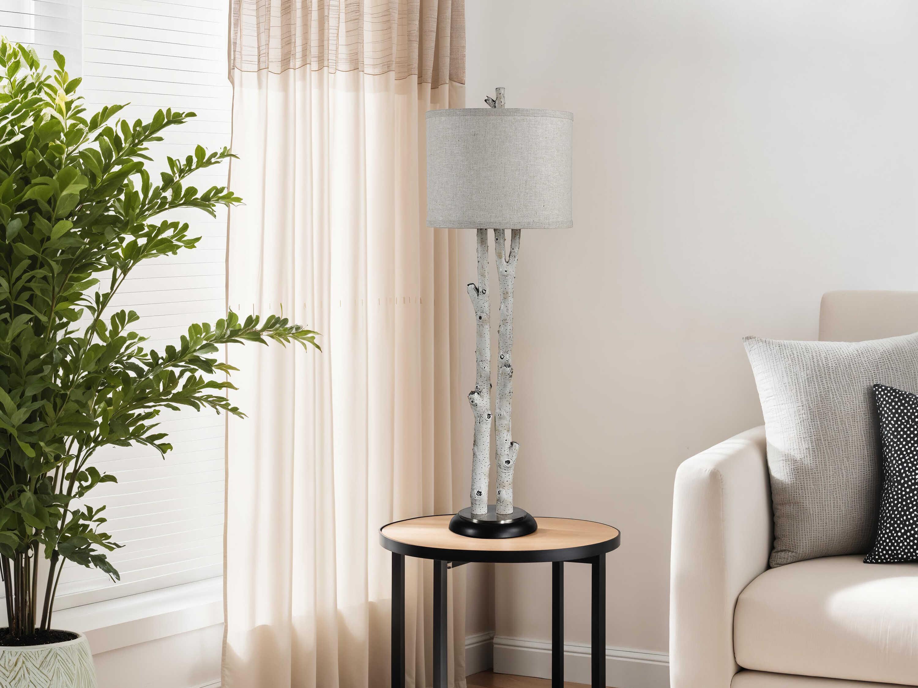 Renwil Leandro Faux Birch Tree Gray Buffet Lamp