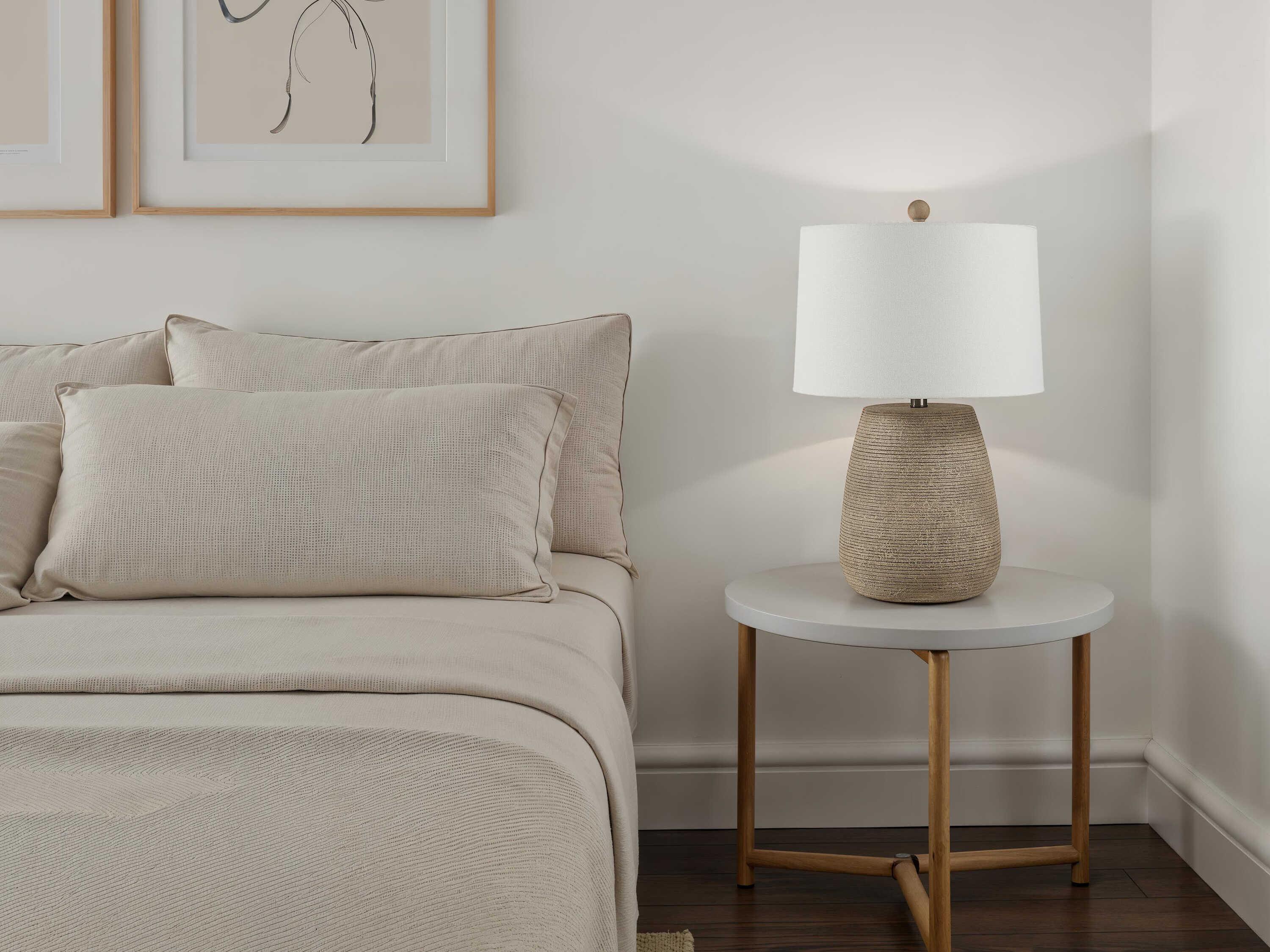 Renwil Optima Faux Ribbed Stone Texture Brown Table Lamp