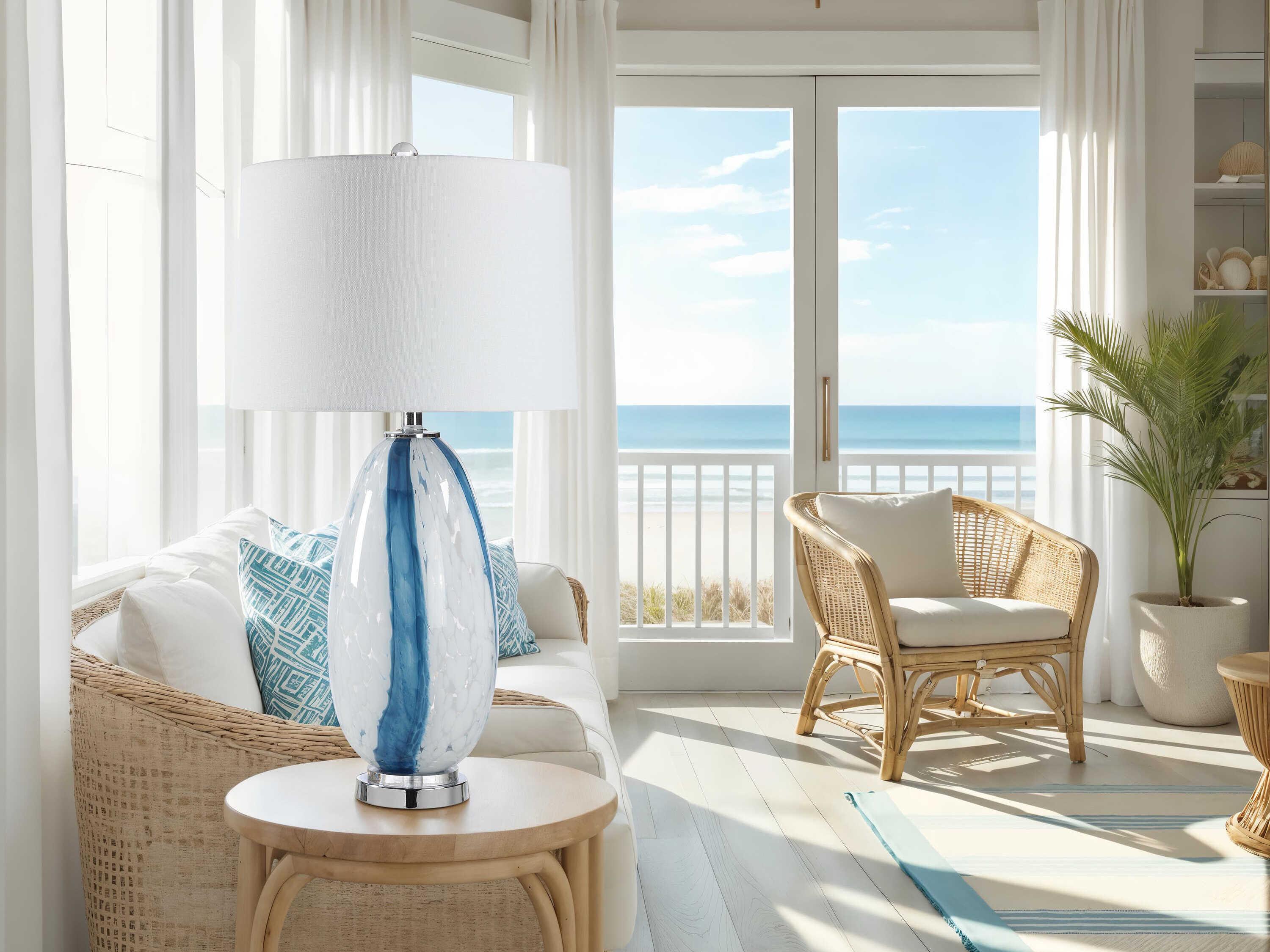 Renwil Solis Clear Blue Buffet Lamp