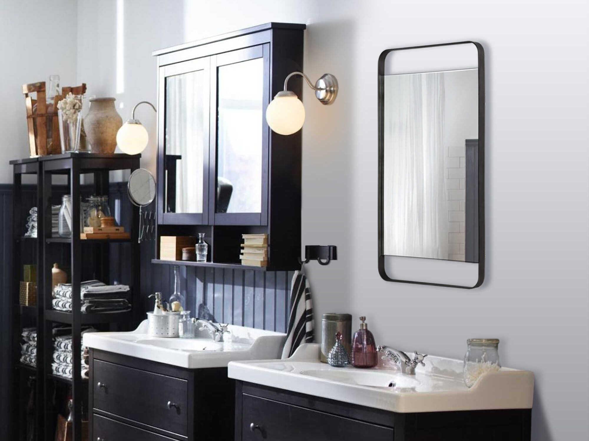 Renwil Tiffey Charcoal Grey Rectangular Wall Mirror