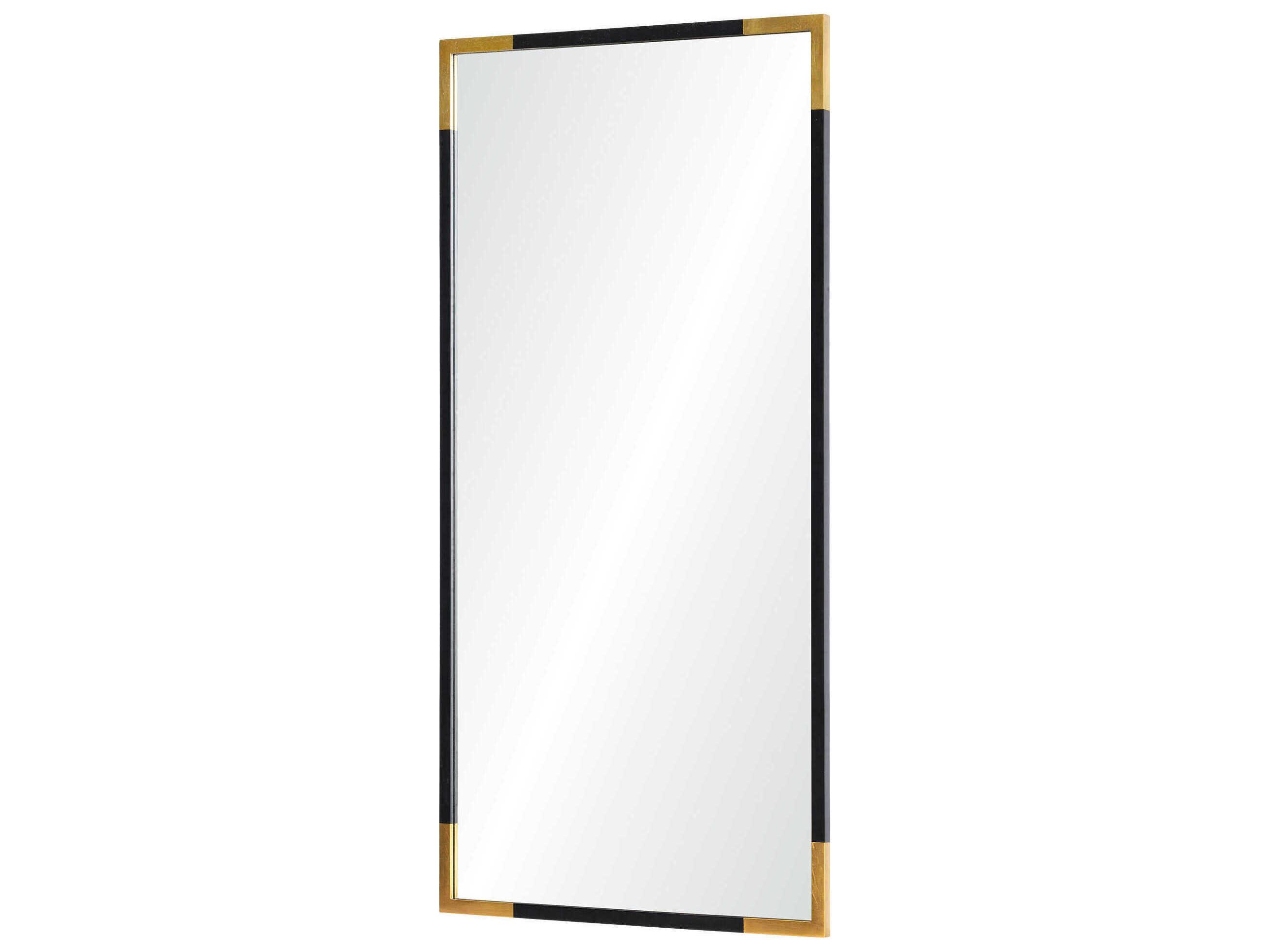Renwil Osmond Gold Leaf Black Rectangular Wall Mirror