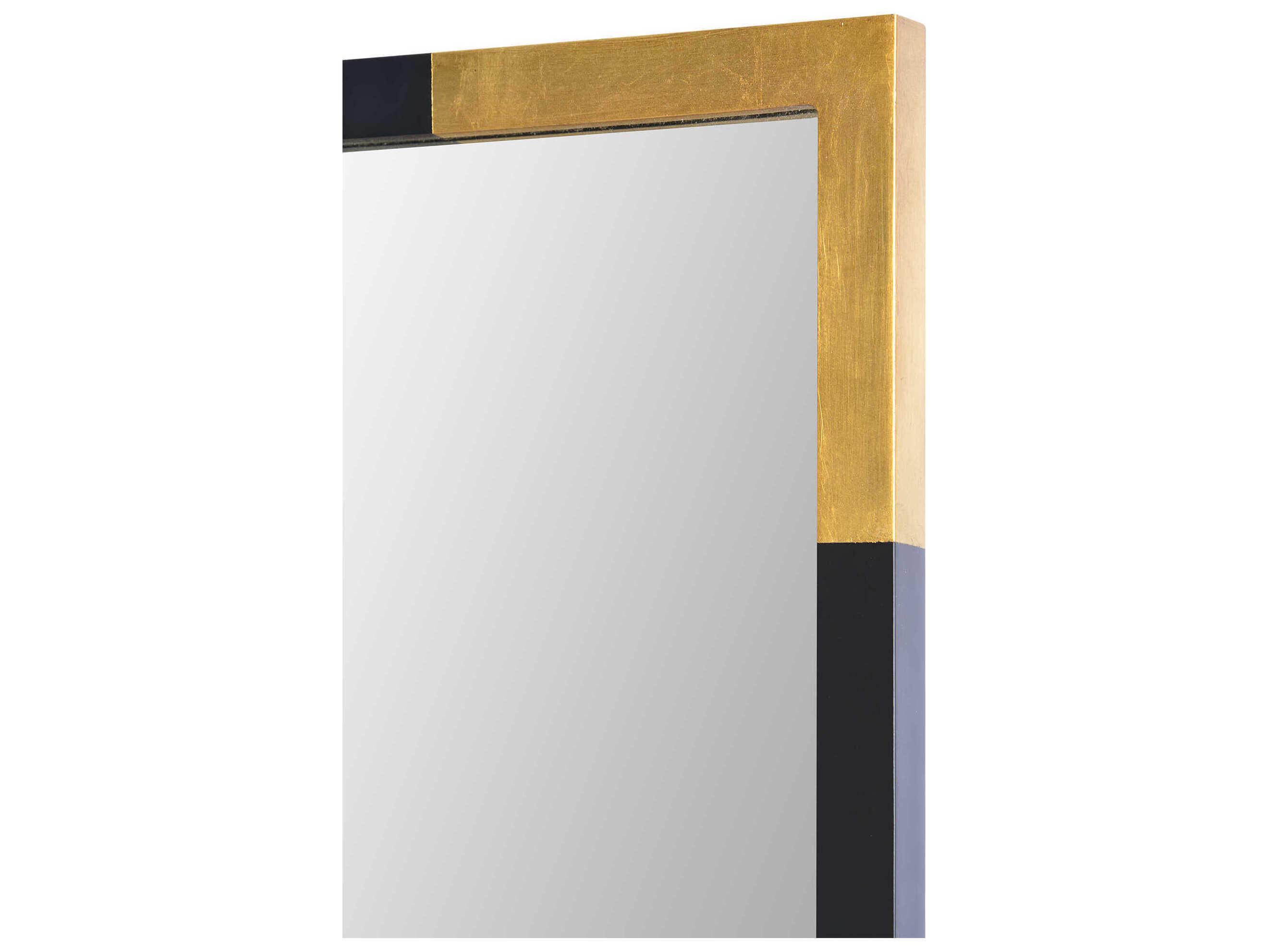Renwil Osmond Gold Leaf Black Rectangular Wall Mirror