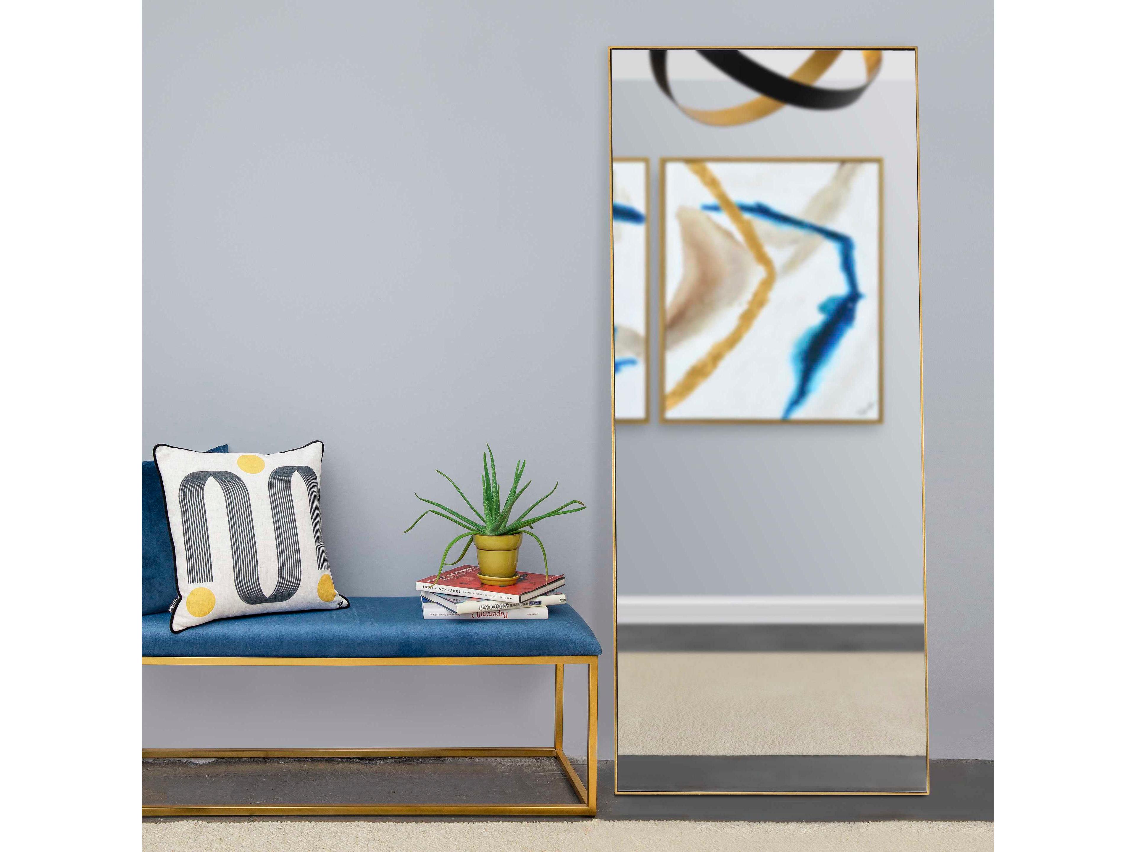 Renwil Crosland Gold Leaf Rectangular Floor Mirror