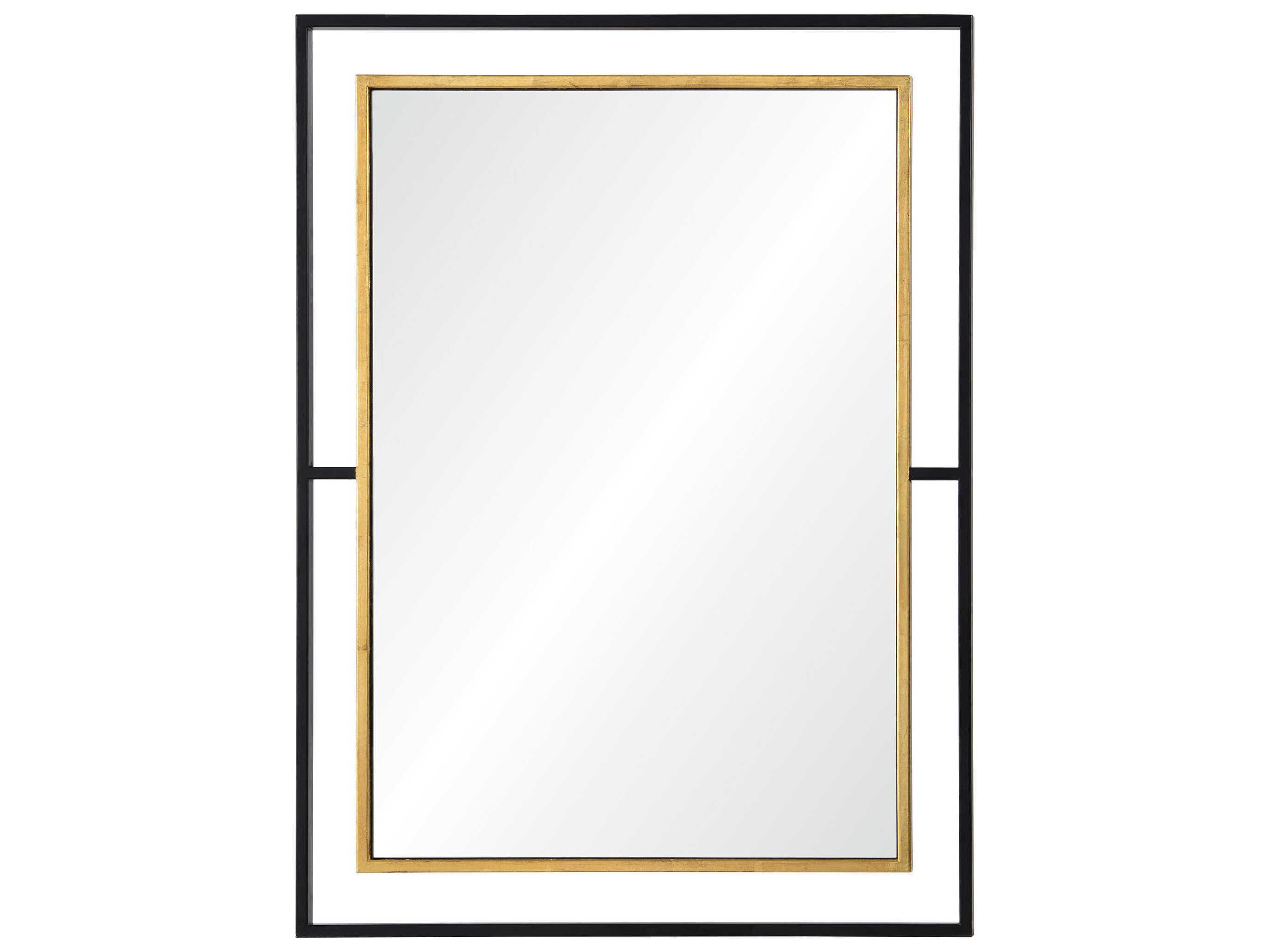 Renwil Gray Gold Leaf Rectangular Wall Mirror