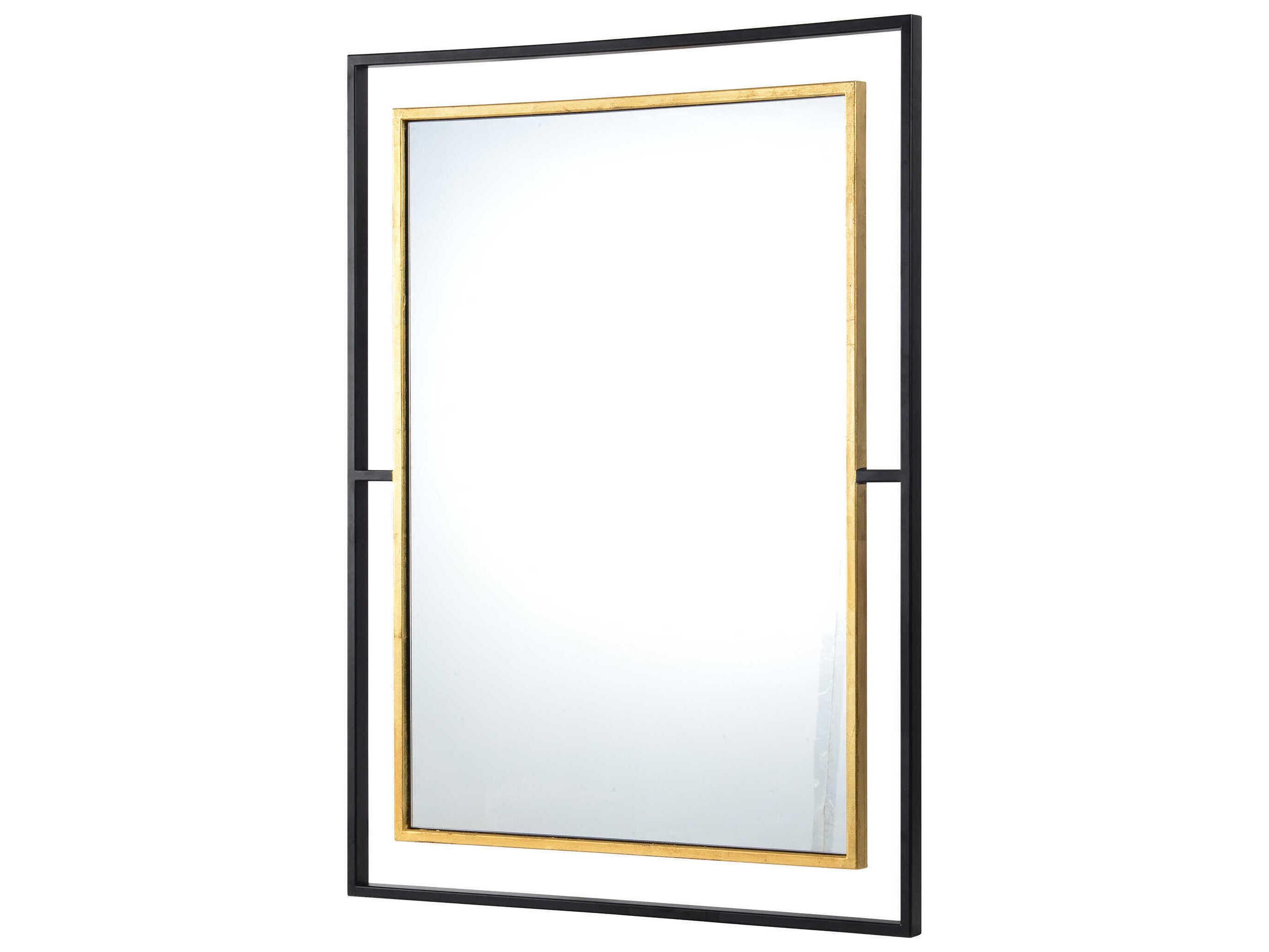 Renwil Gray Gold Leaf Rectangular Wall Mirror