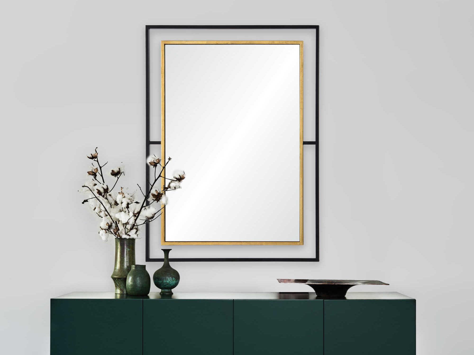 Renwil Gray Gold Leaf Rectangular Wall Mirror