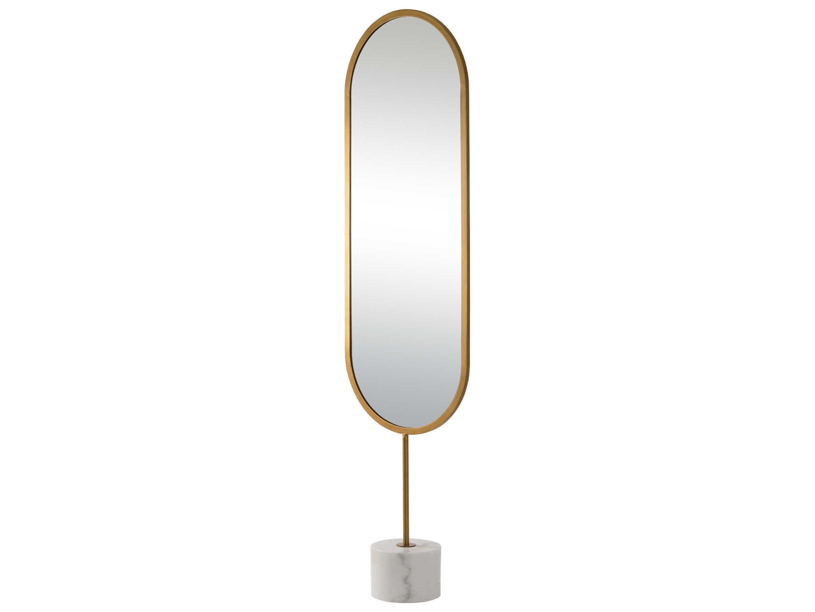 Renwil Taio Antique Brass Oval Floor Mirror