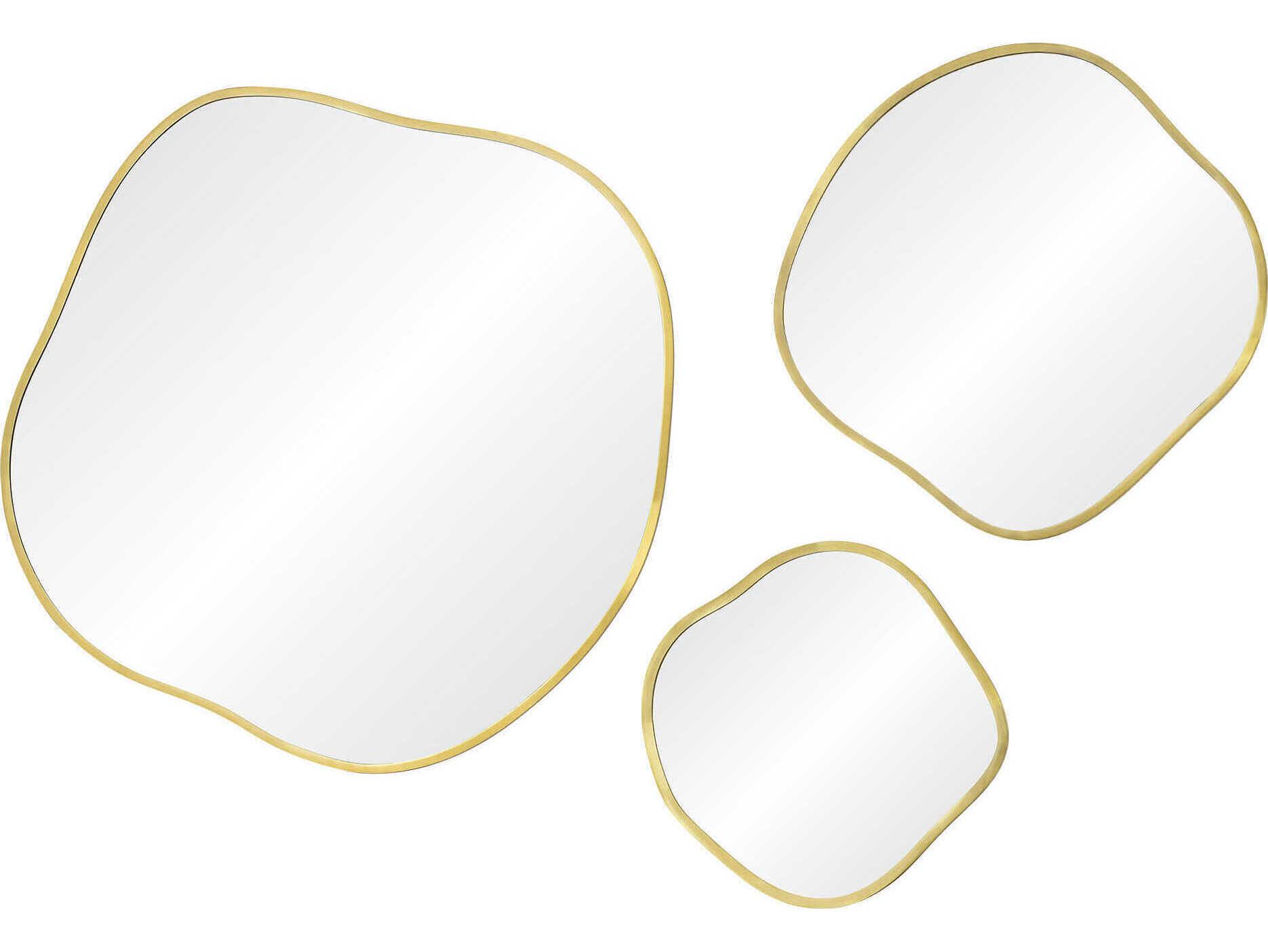 Renwil Nucleus Satin Brass Irregular Wall Mirror Set of 3