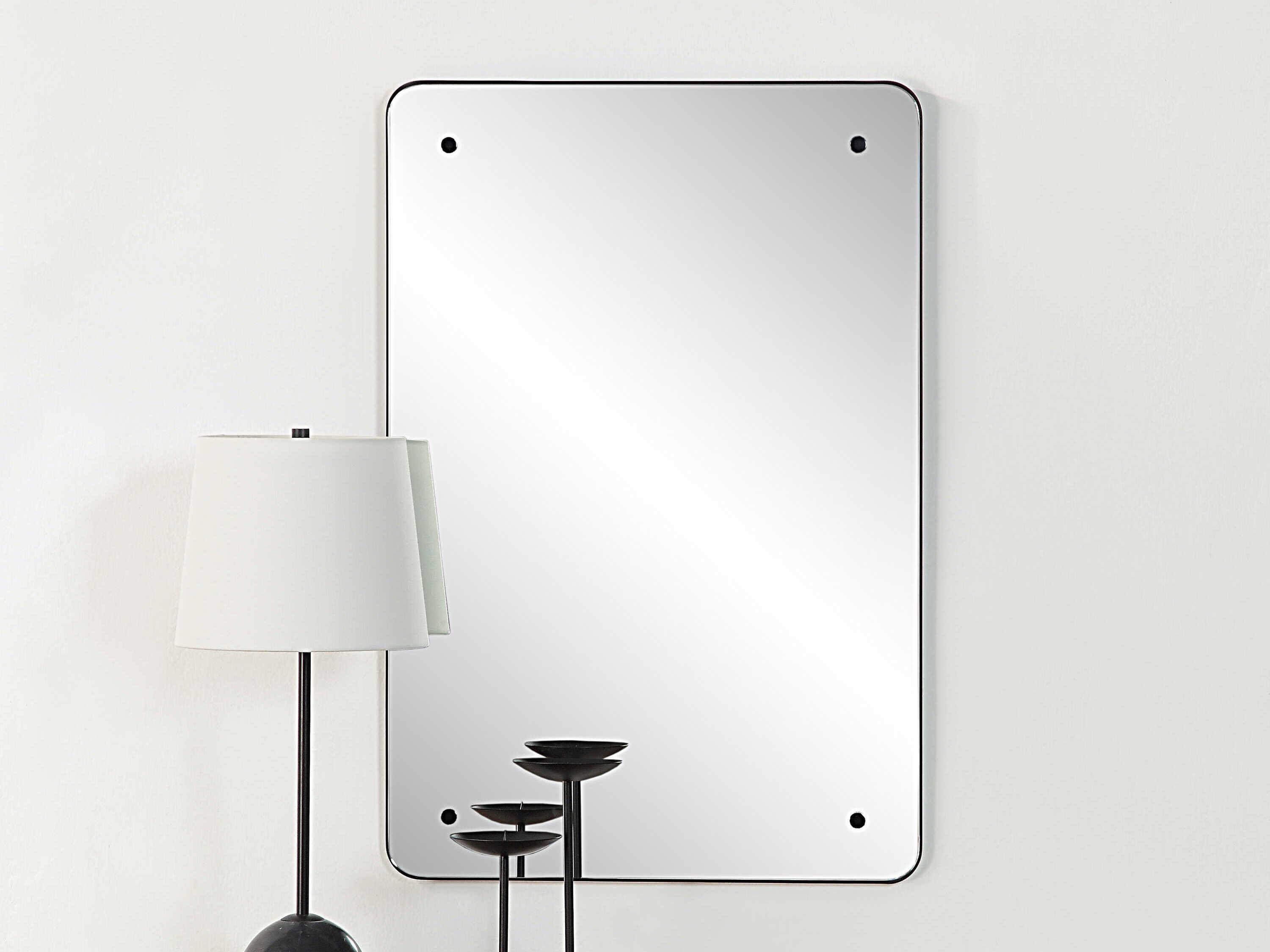 Renwil Aine Matte Black Rectangular Wall Mirror