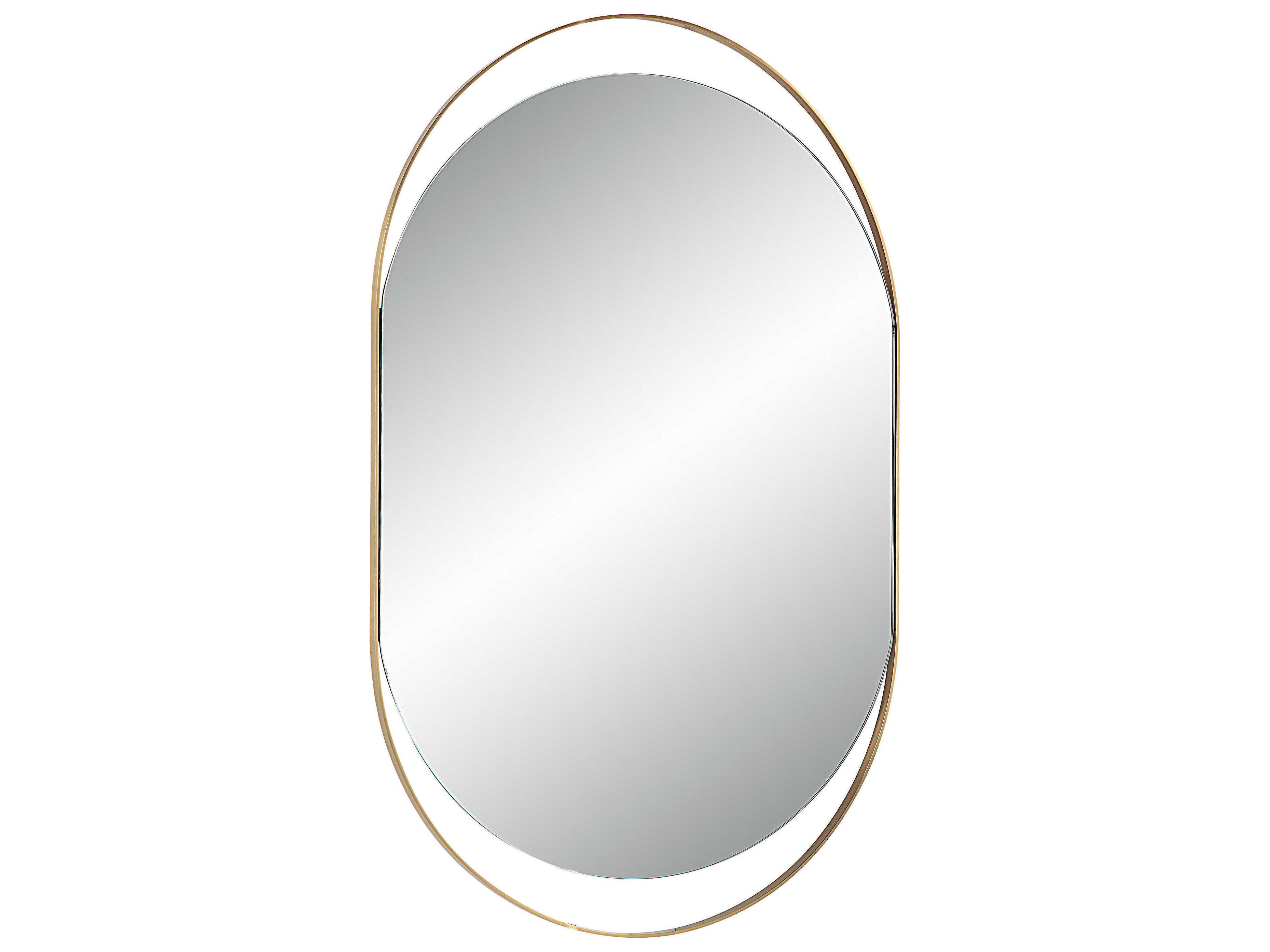 Renwil Ecru Satin Brass Oval Wall Mirror
