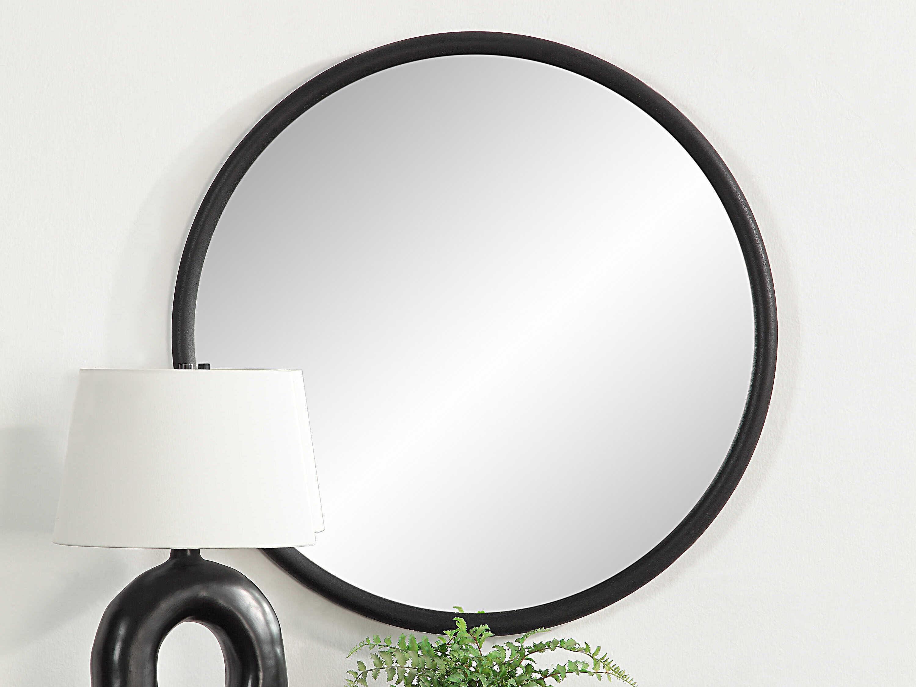 Renwil Namur Matte Black Round Wall Mirror
